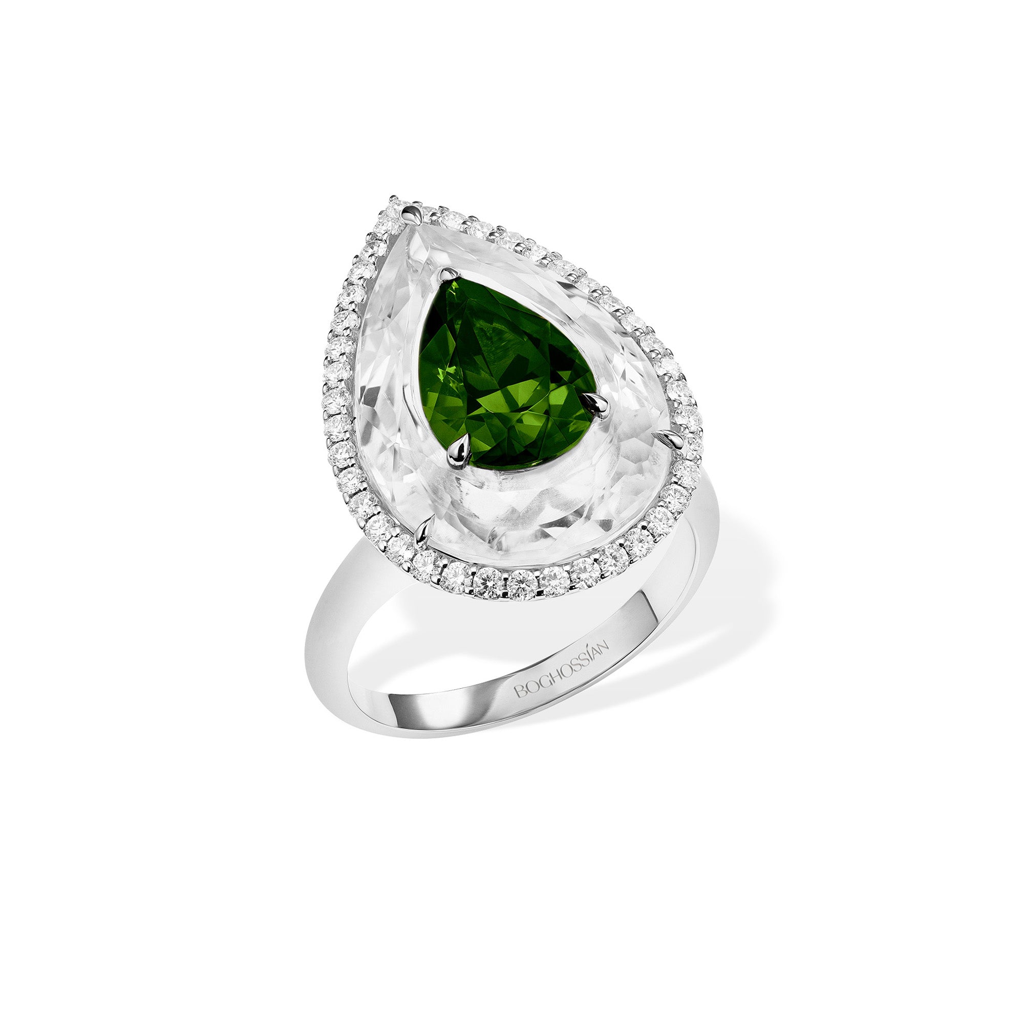 Shine - Green Tourmaline and Rock Crystal Ring
