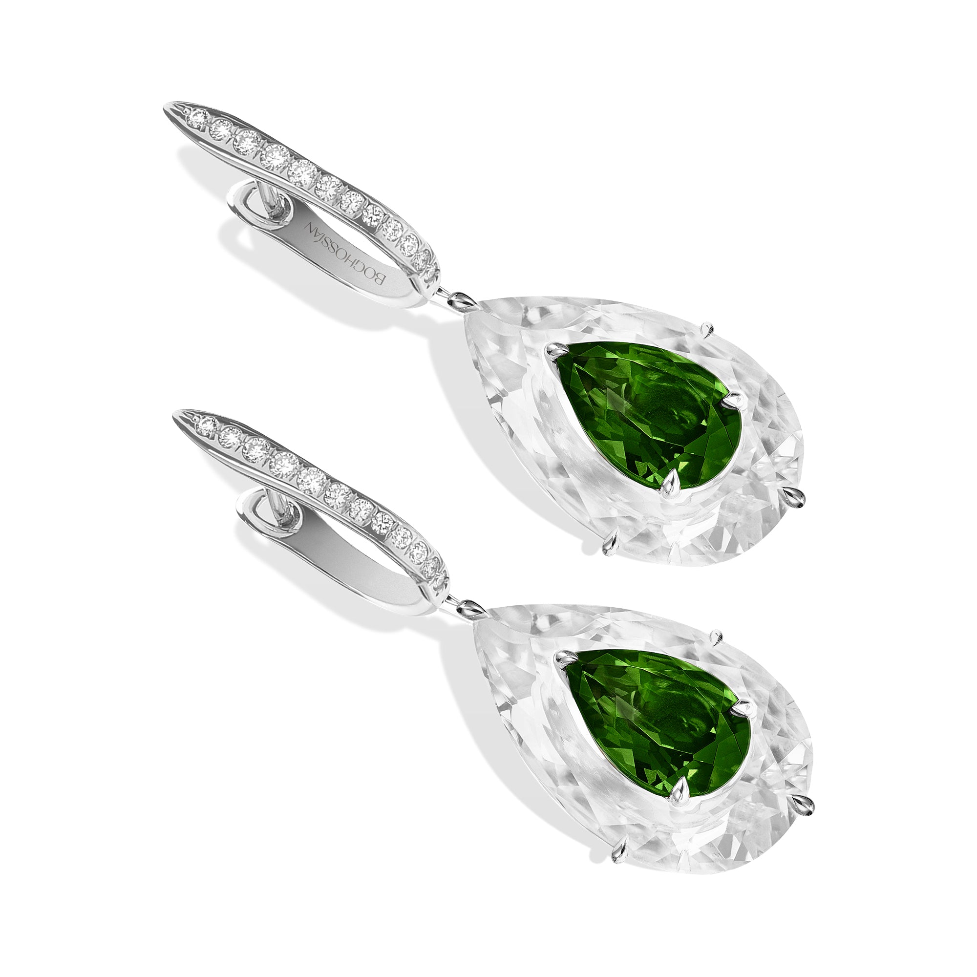Shine - Green Tourmaline and Rock Crystal Large Earrings