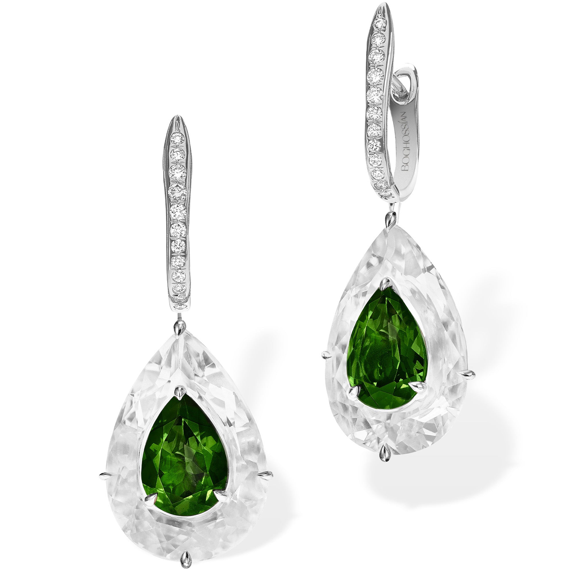 Shine - Green Tourmaline and Rock Crystal Large Earrings
