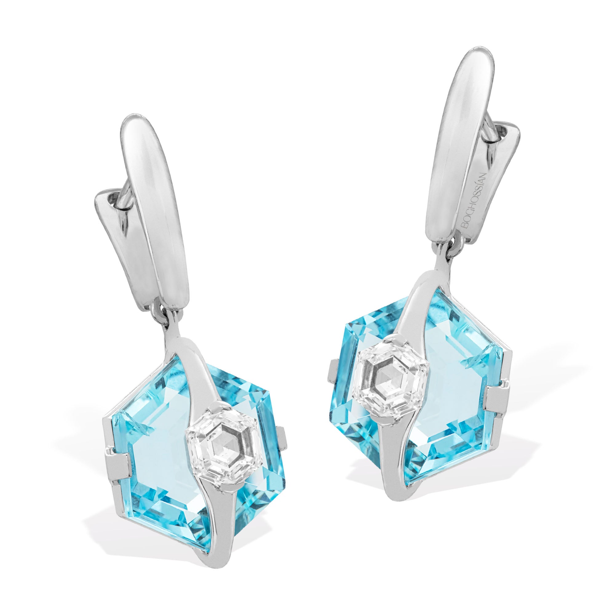 Kissing - Diamond and Aquamarine Earrings