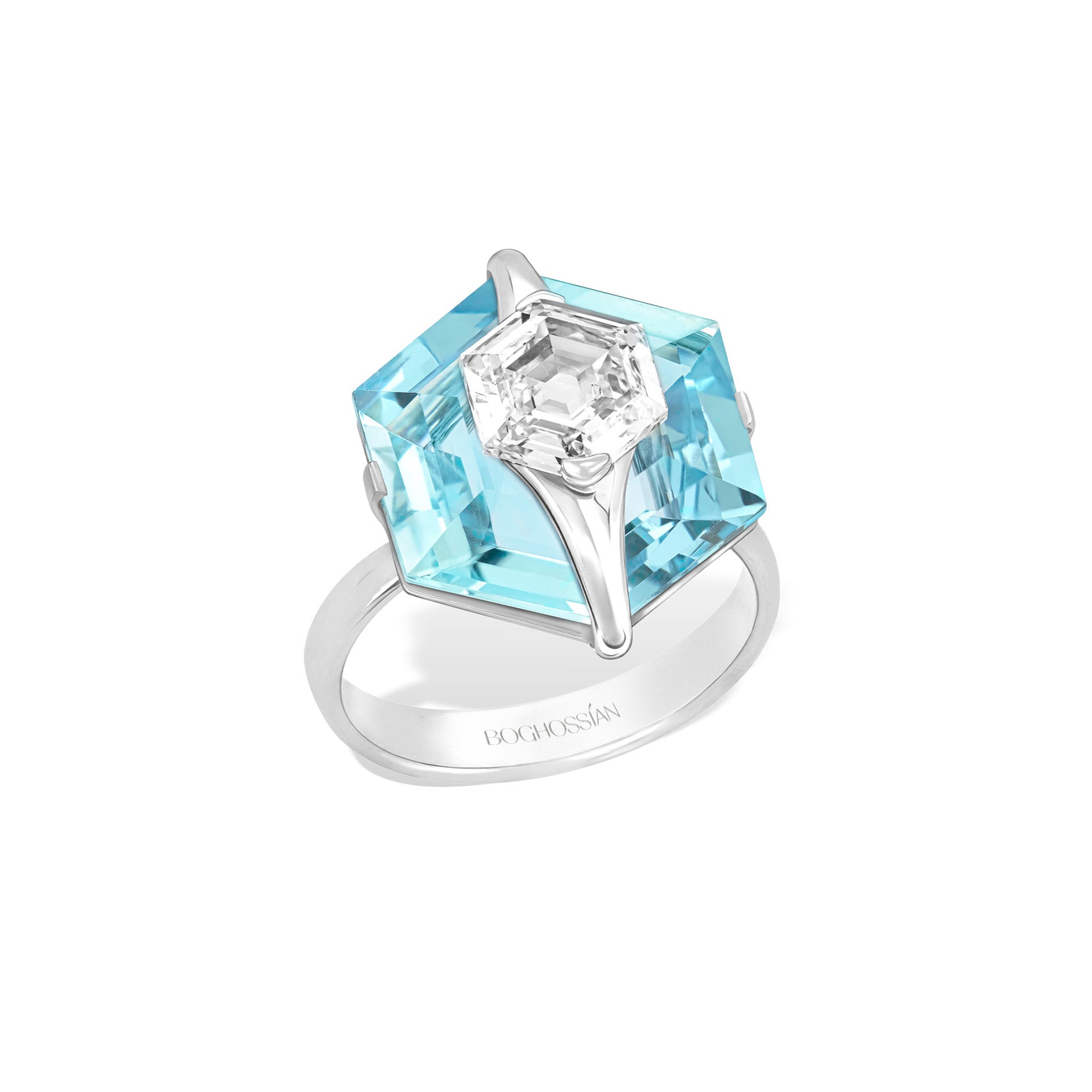 Kissing - Diamond and Aquamarine Ring