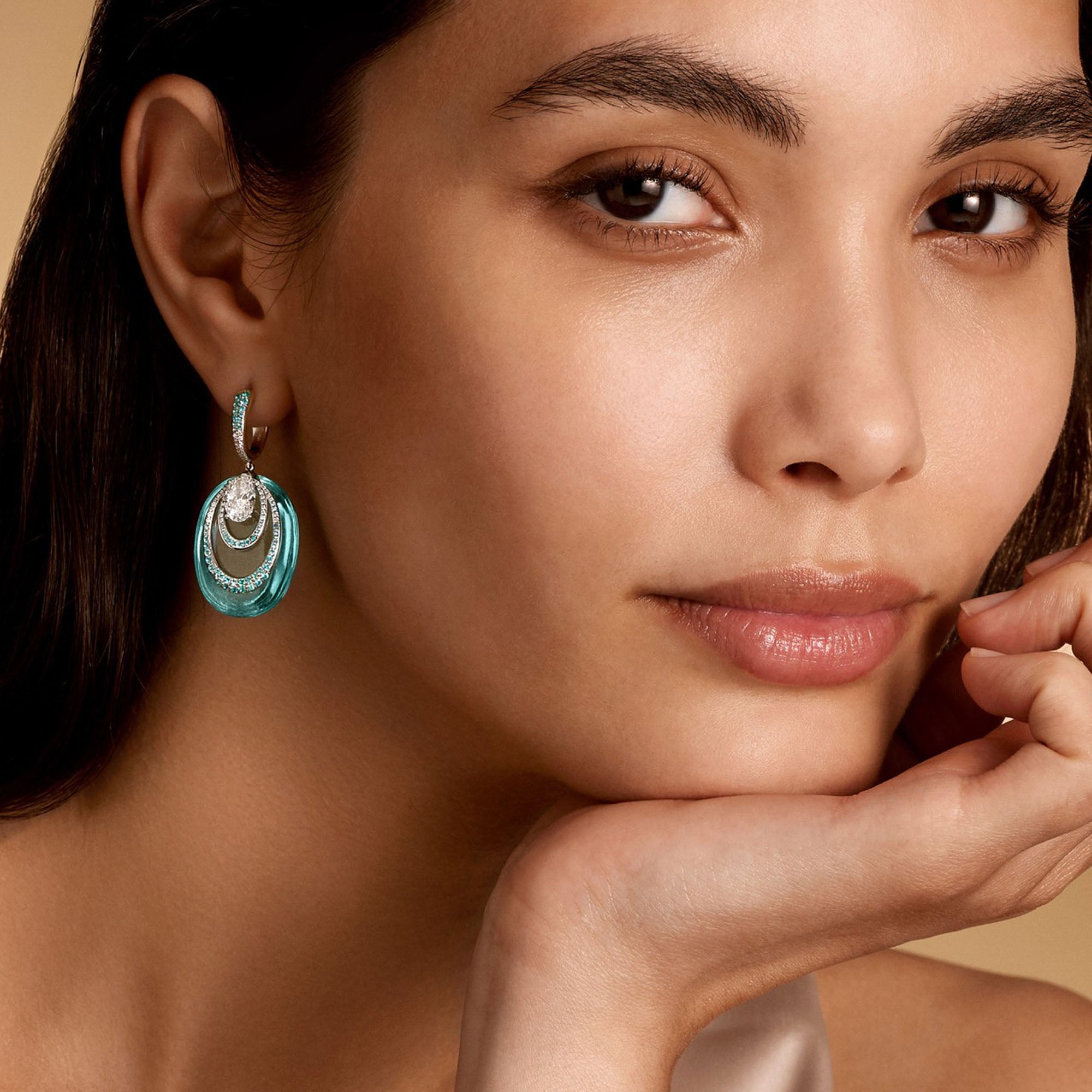 Kissing - Diamond and Aquamarine Earrings