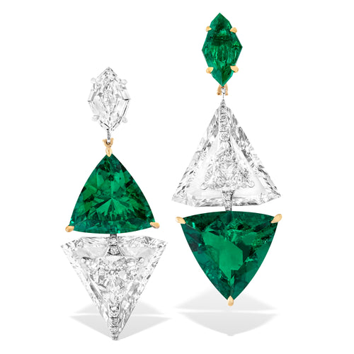 Kissing - Diamond and Emerald Earrings