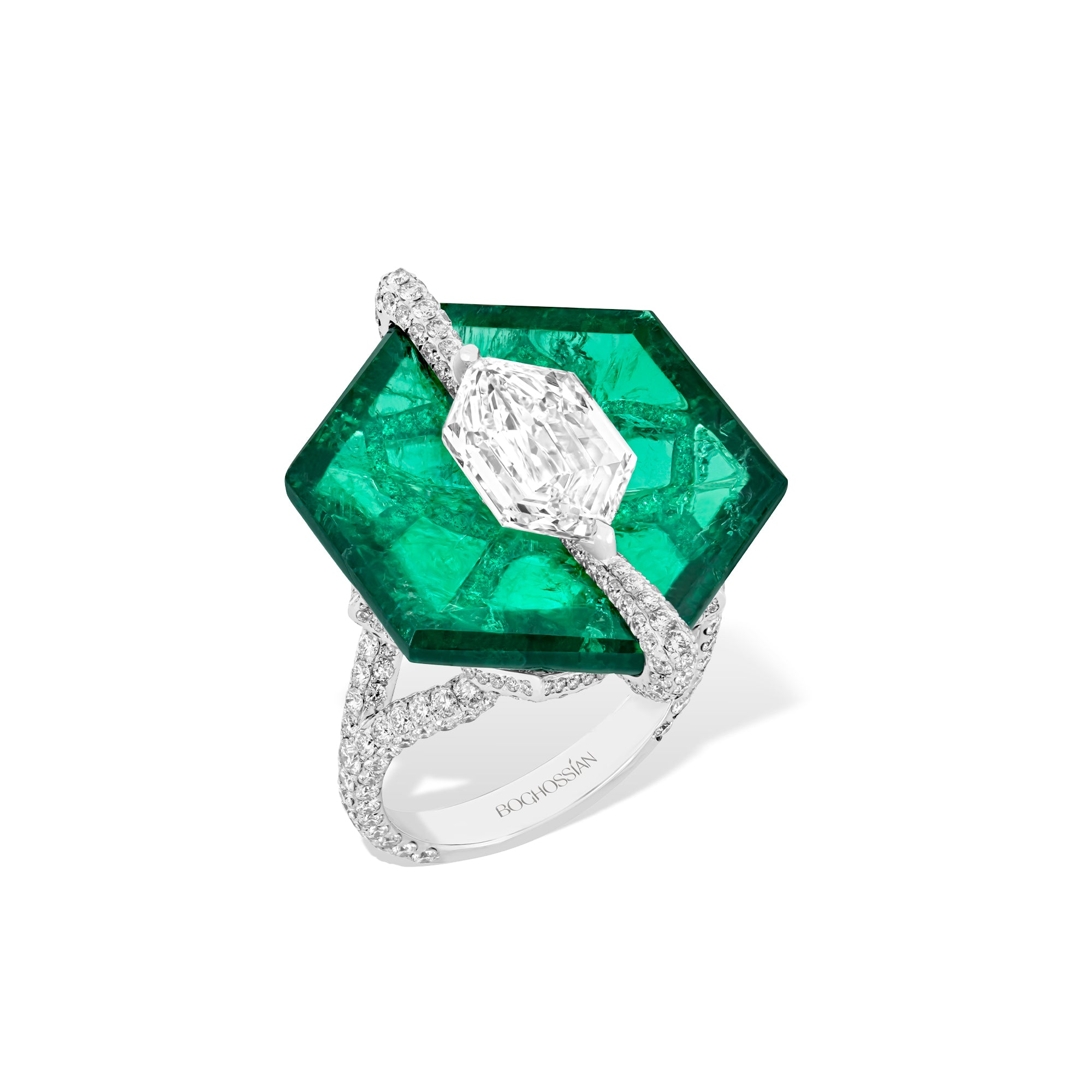 Kissing - Diamond and Emerald Ring