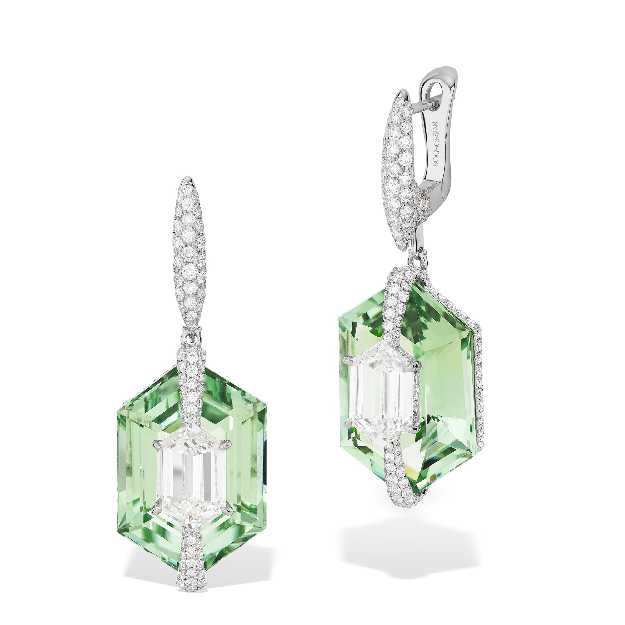 Kissing - Diamond and Mint Tourmaline Earrings