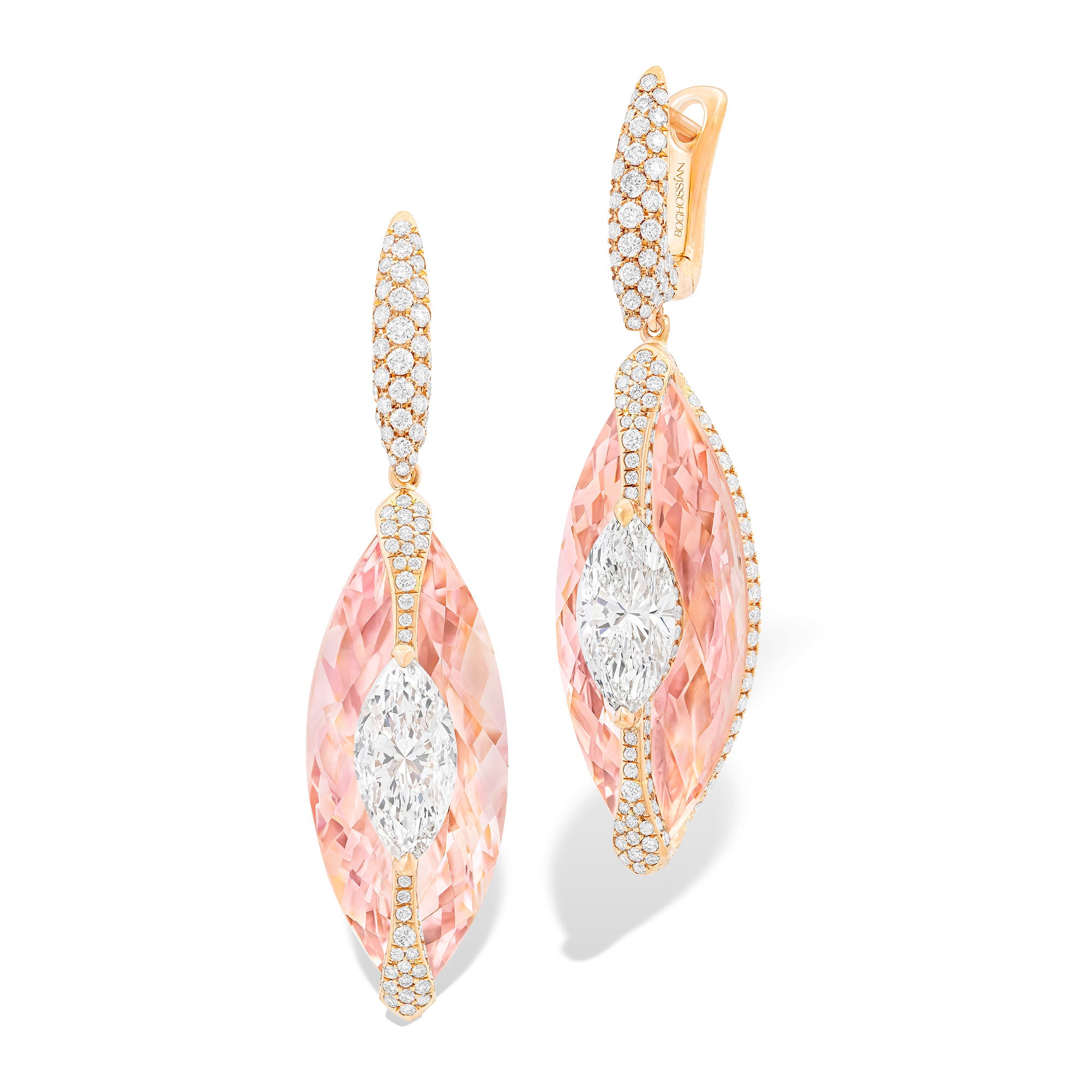 Kissing - Diamond and Morganite Earrings