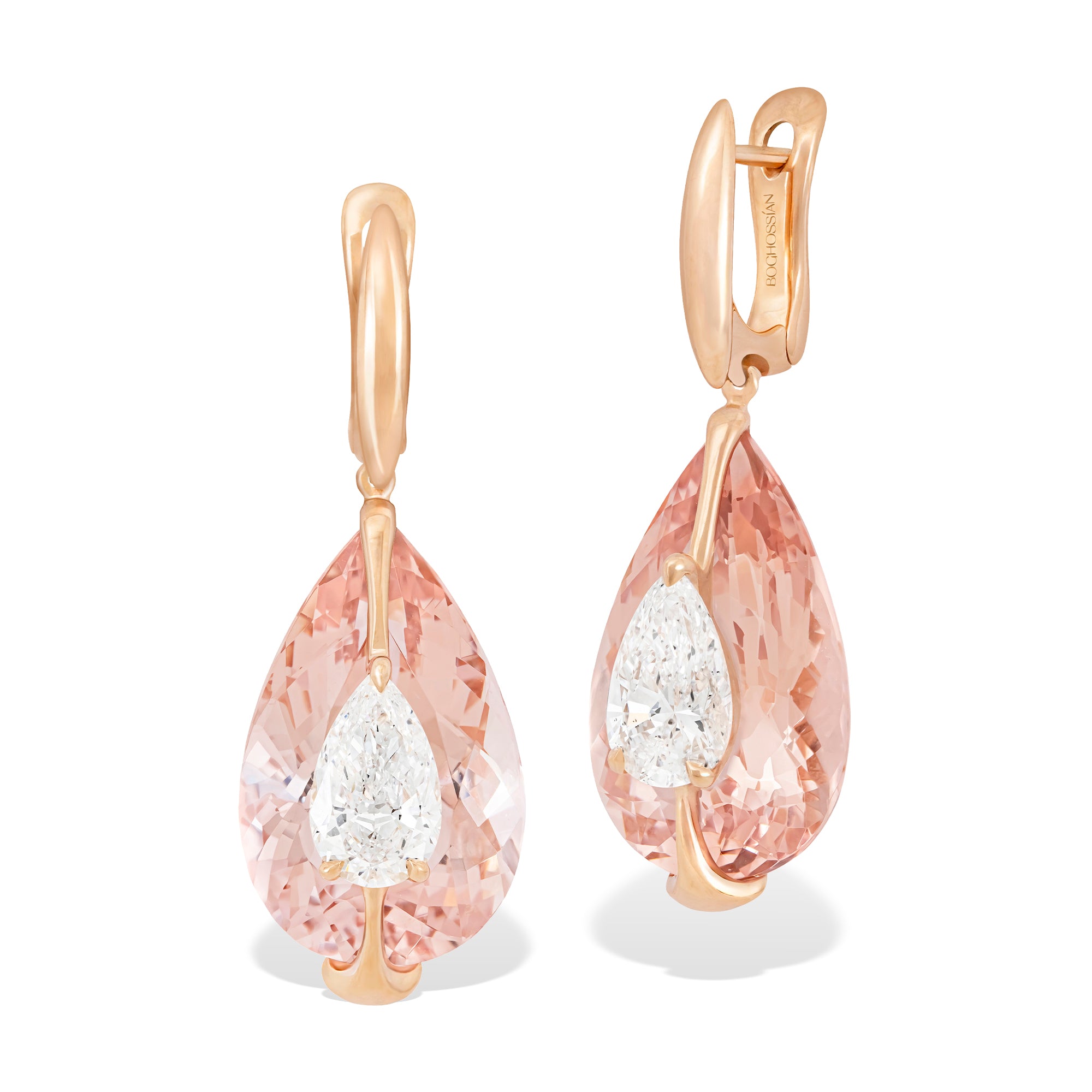Kissing - Diamond and Morganite Earrings