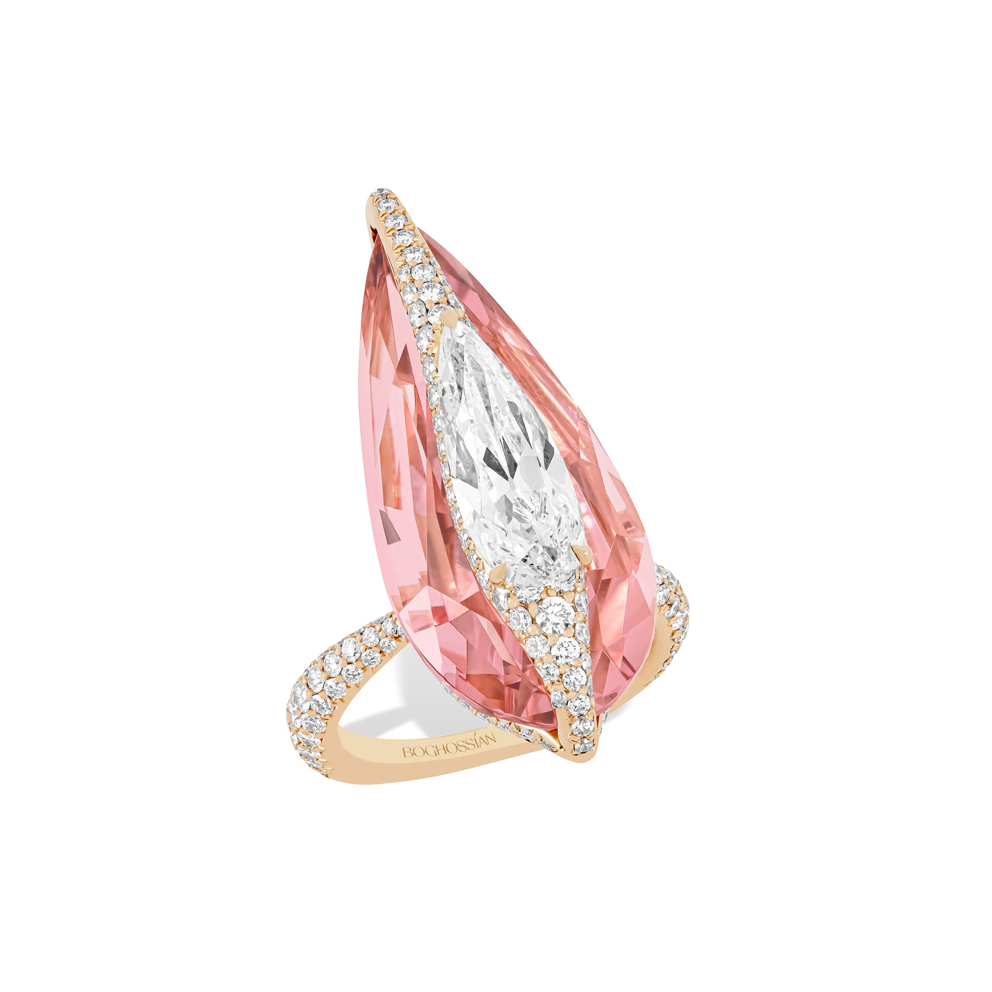 Kissing - Diamond and Morganite Ring