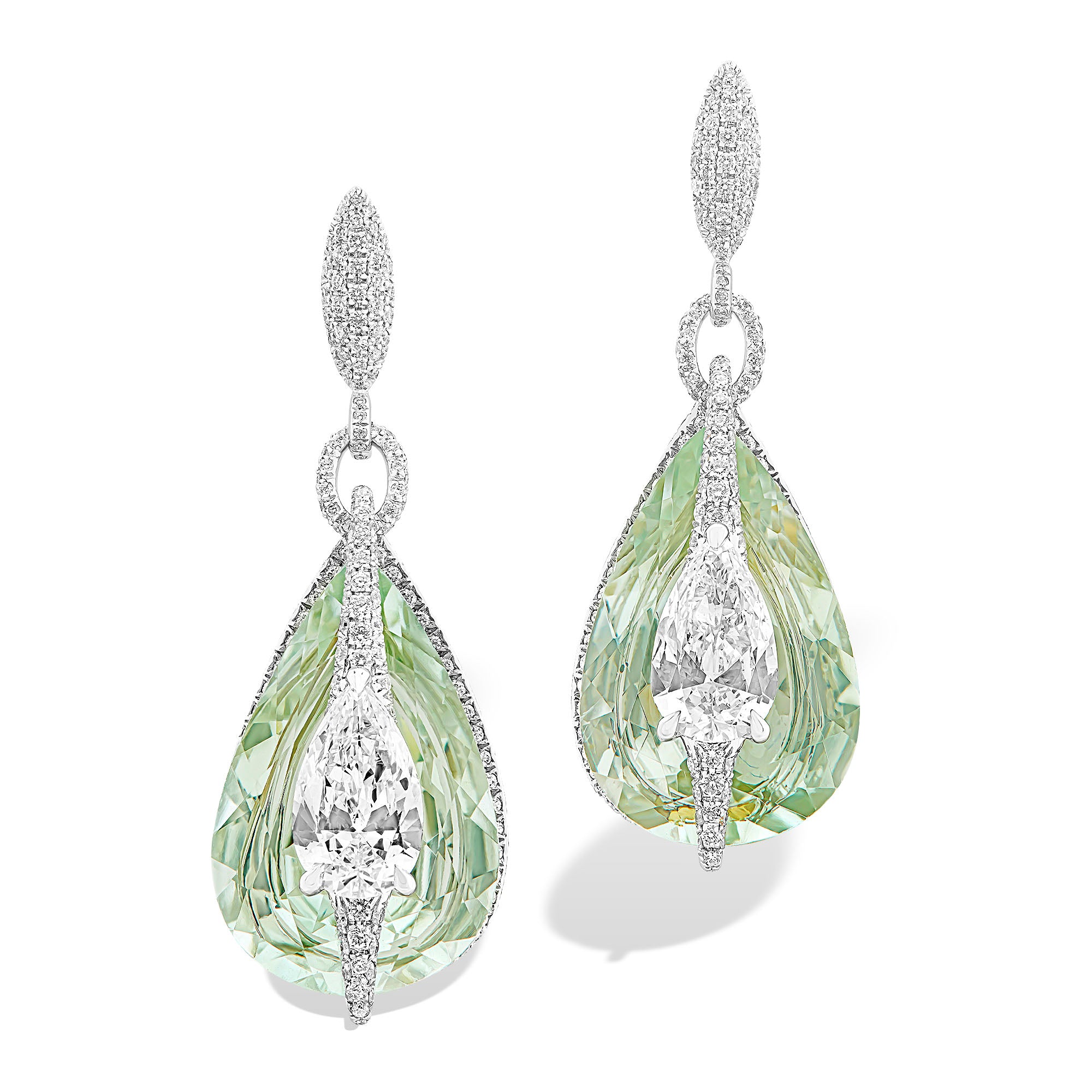 Kissing - Diamond and Prasiolite Earrings