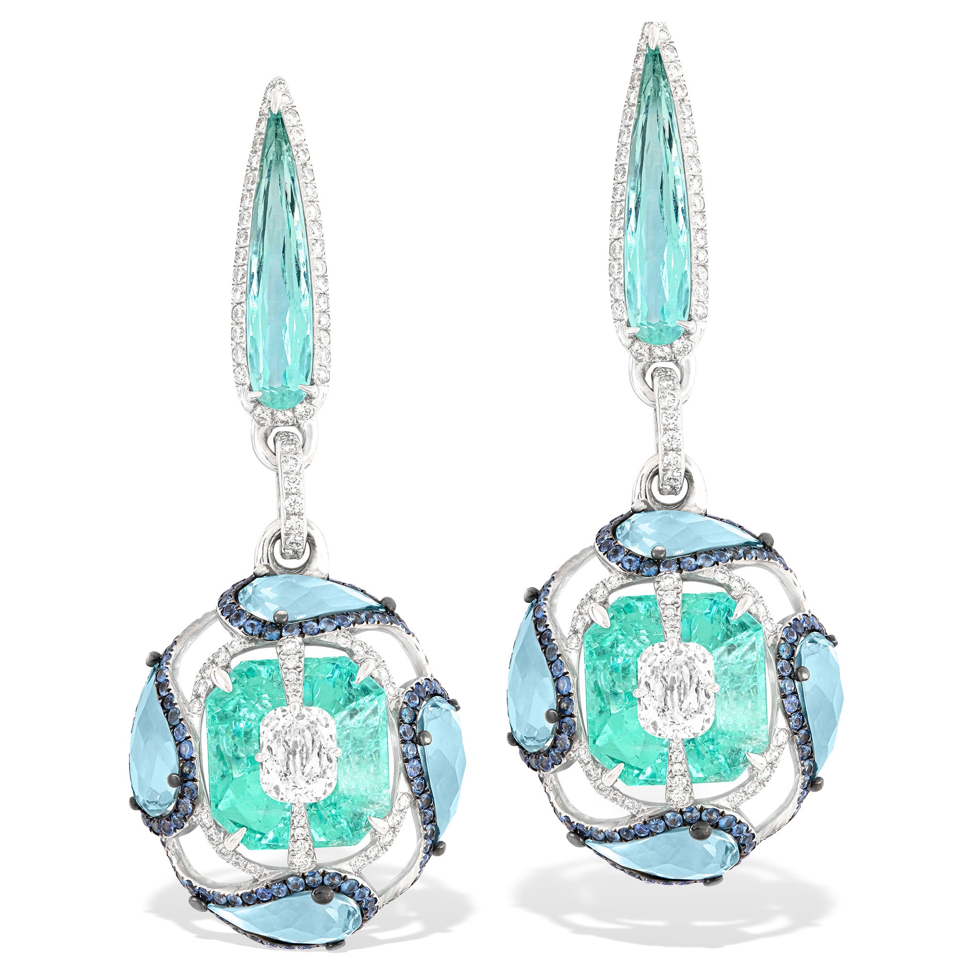 Kissing - Diamond and Emerald Earrings