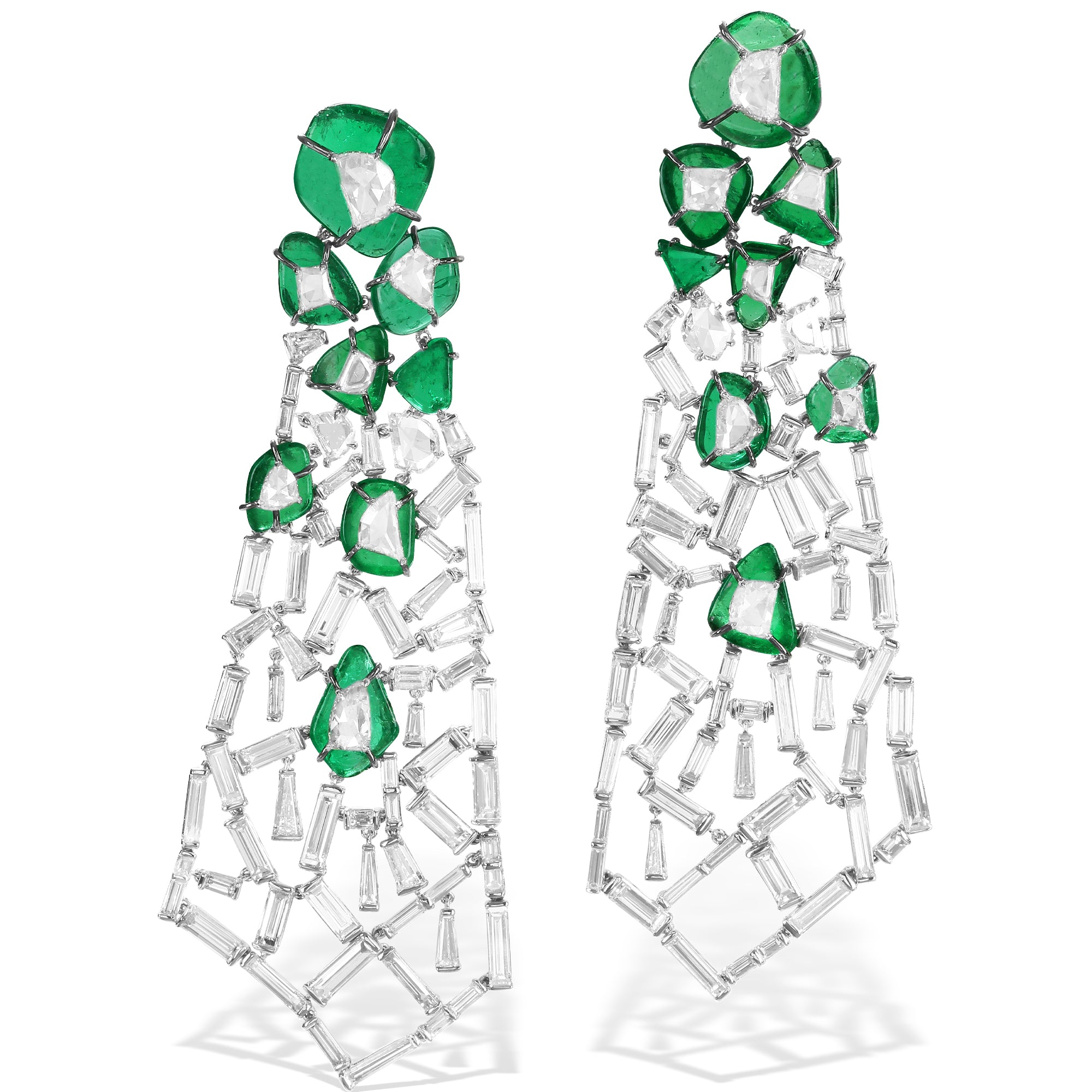 Kissing - Diamond and Emerald Earrings