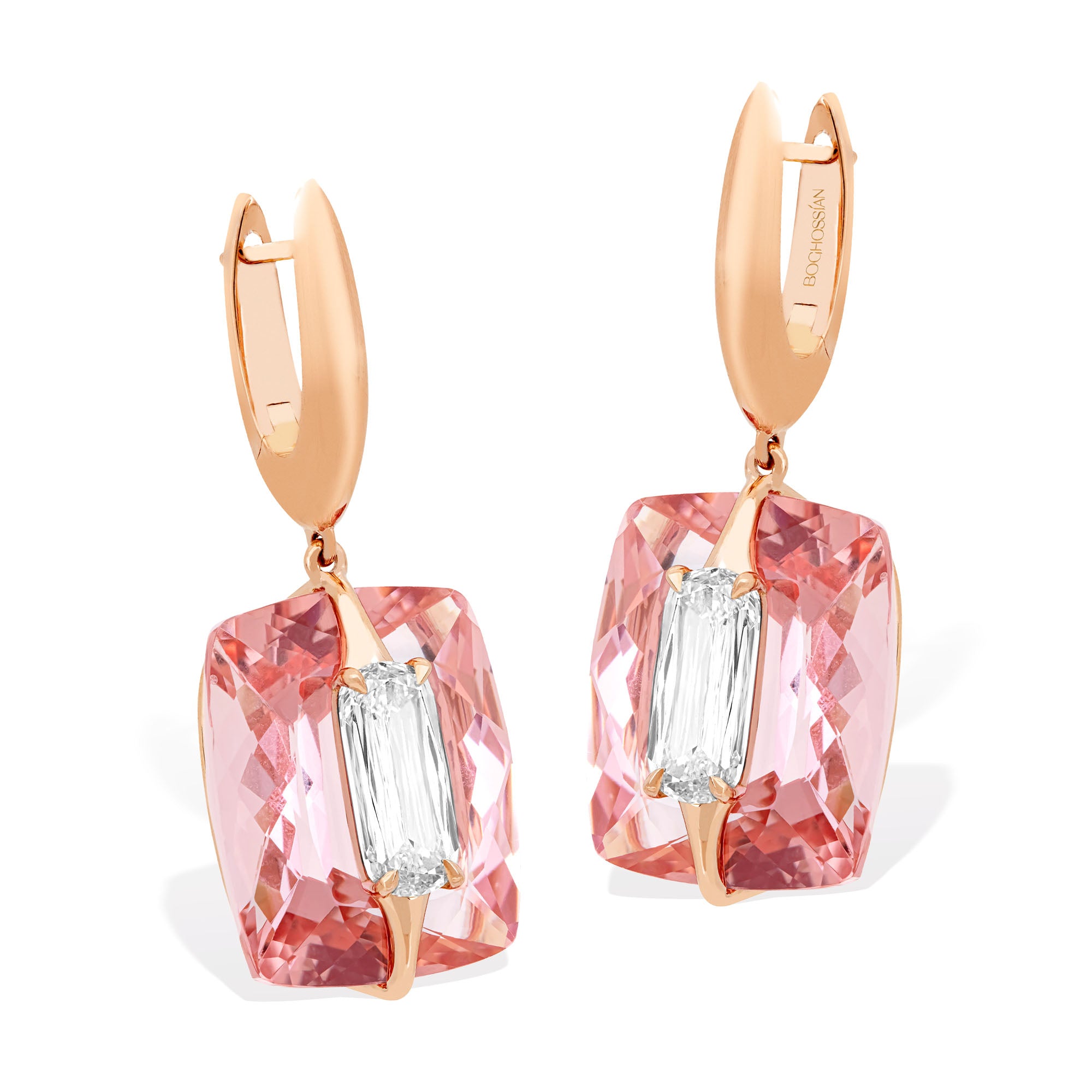 Kissing - Diamond and Morganite Earrings