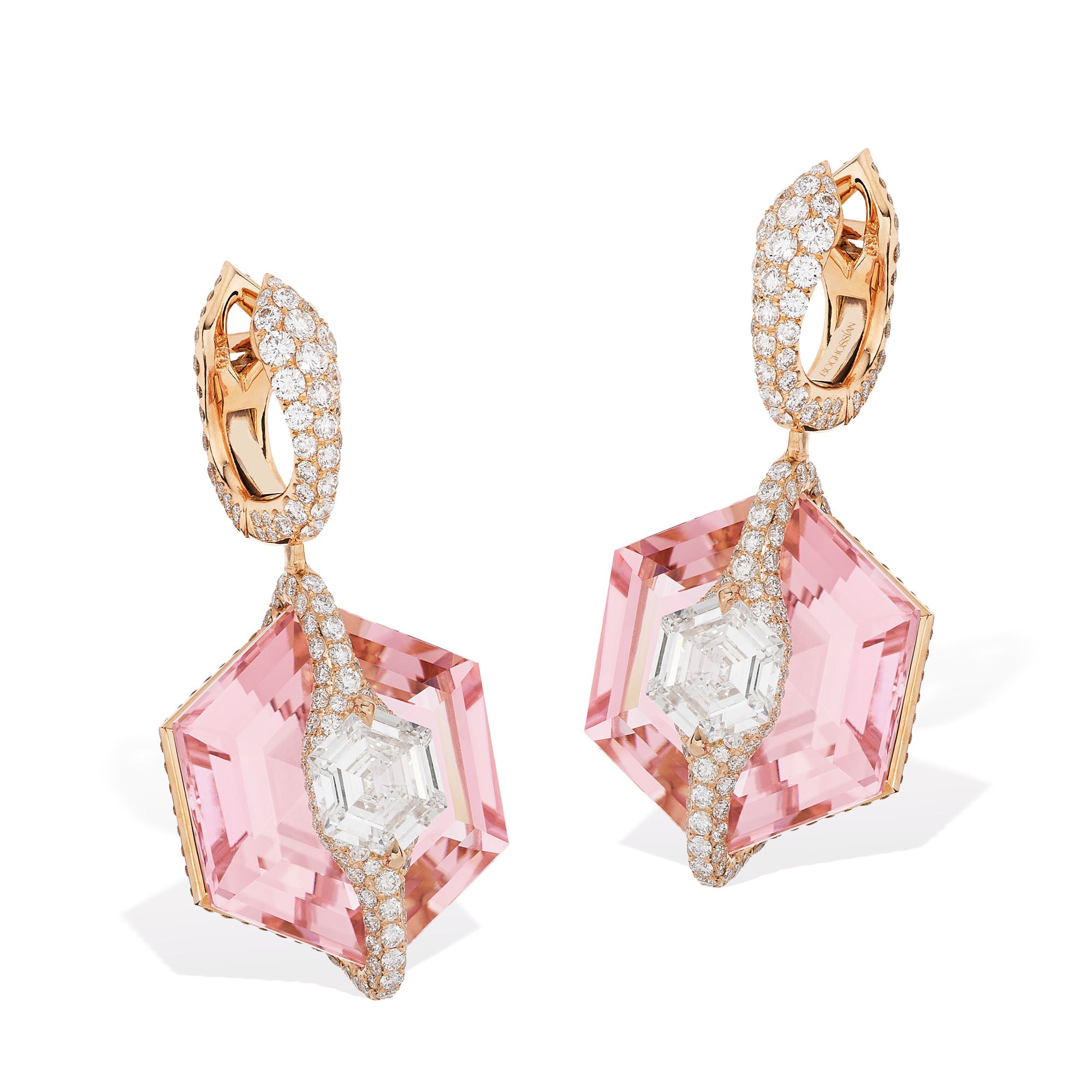 Kissing - Diamond and Pink Tourmaline Earrings