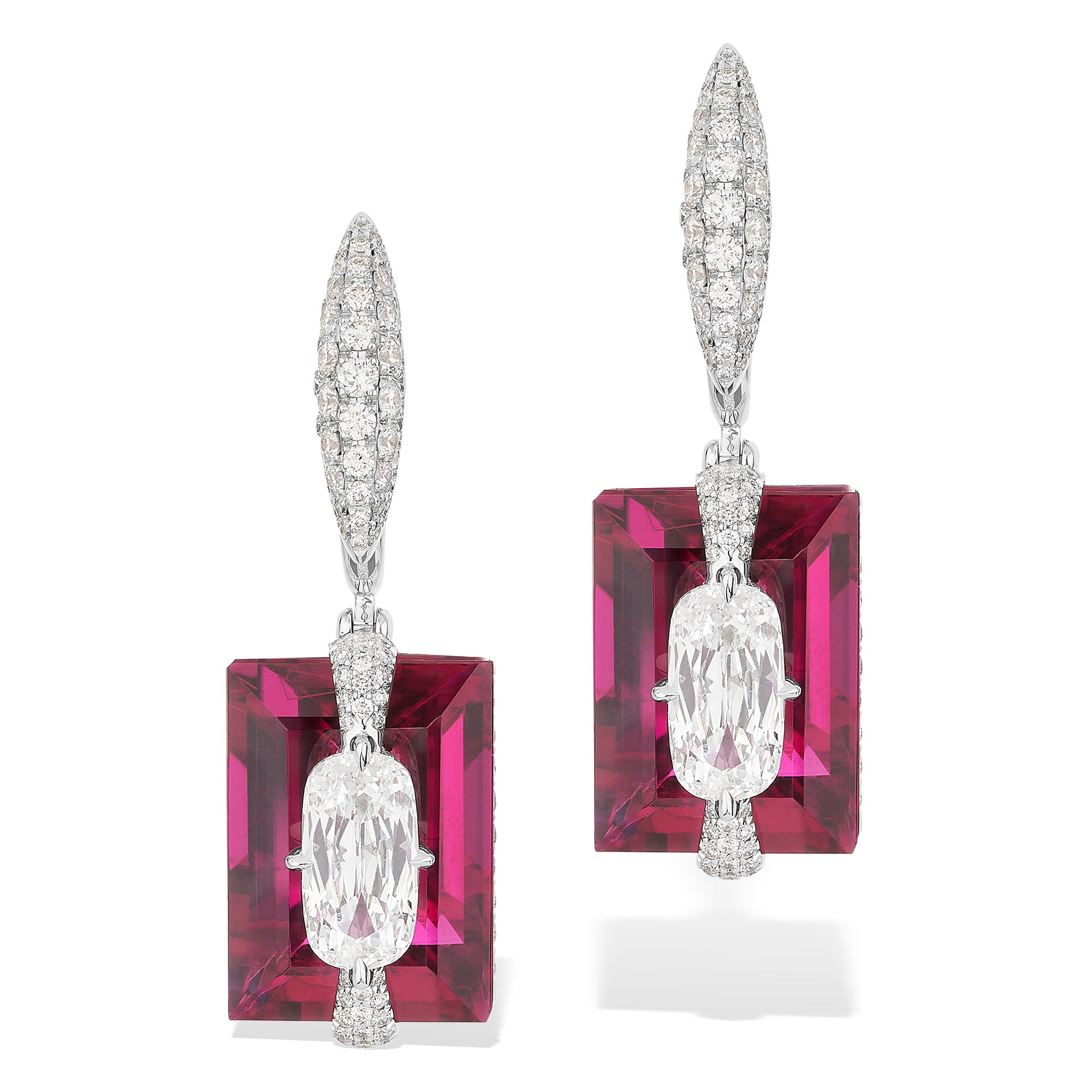 Kissing - Diamond and Rubellite Earrings