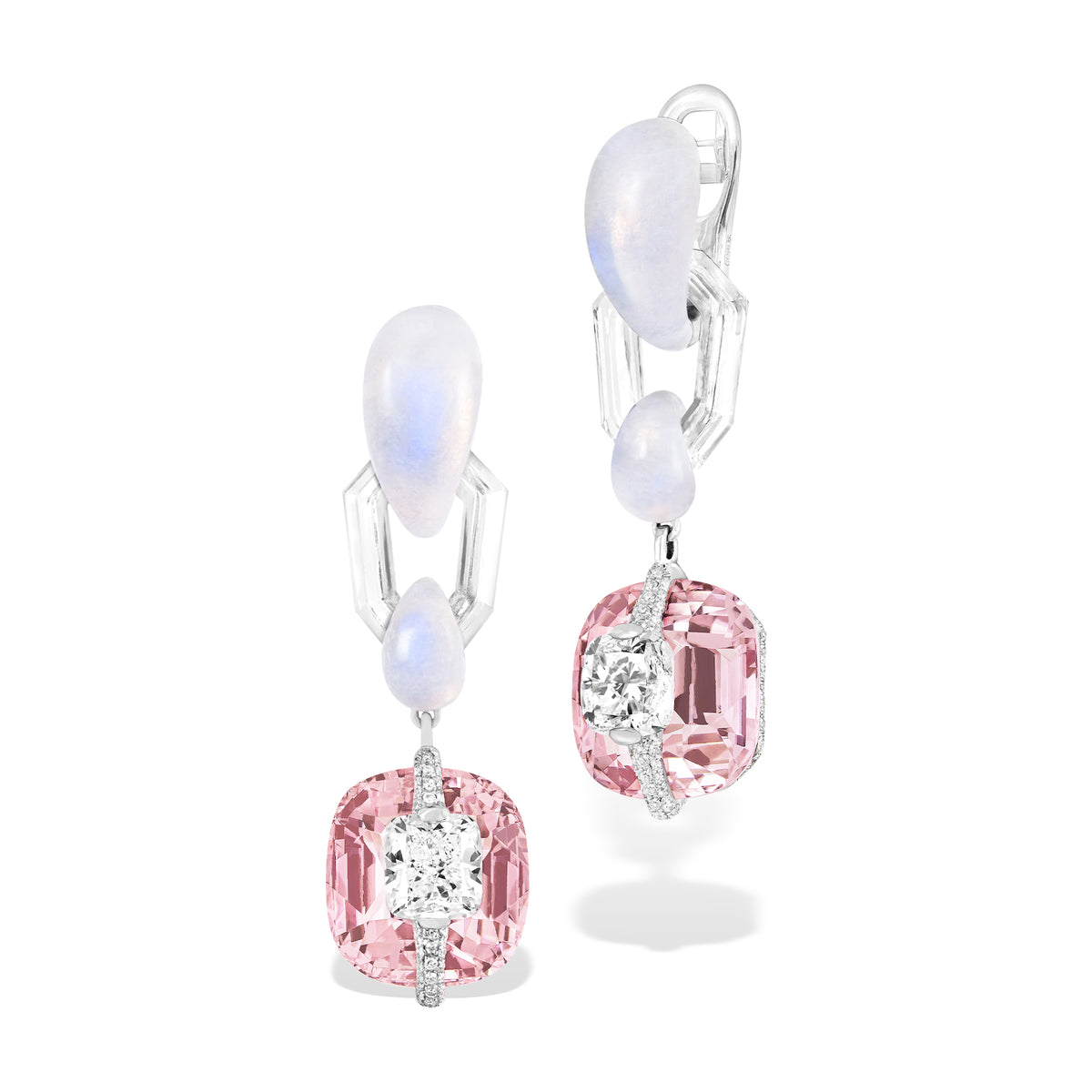 Kissing - Diamond And Pink Tourmaline Earrings