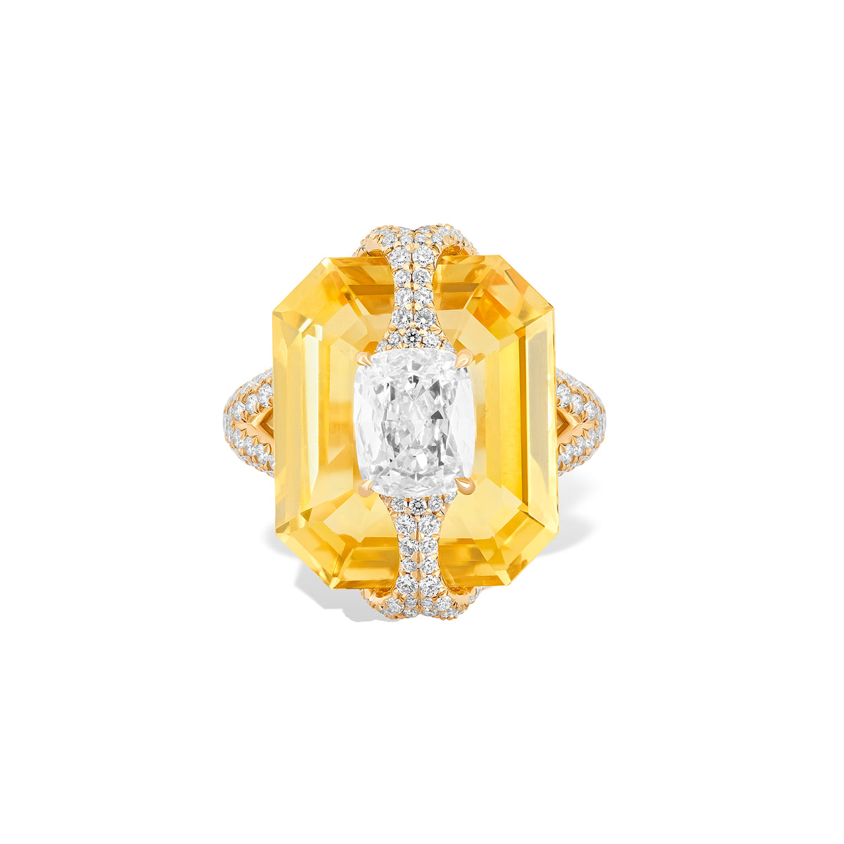 Kissing - Diamond And Yellow Sapphire Ring