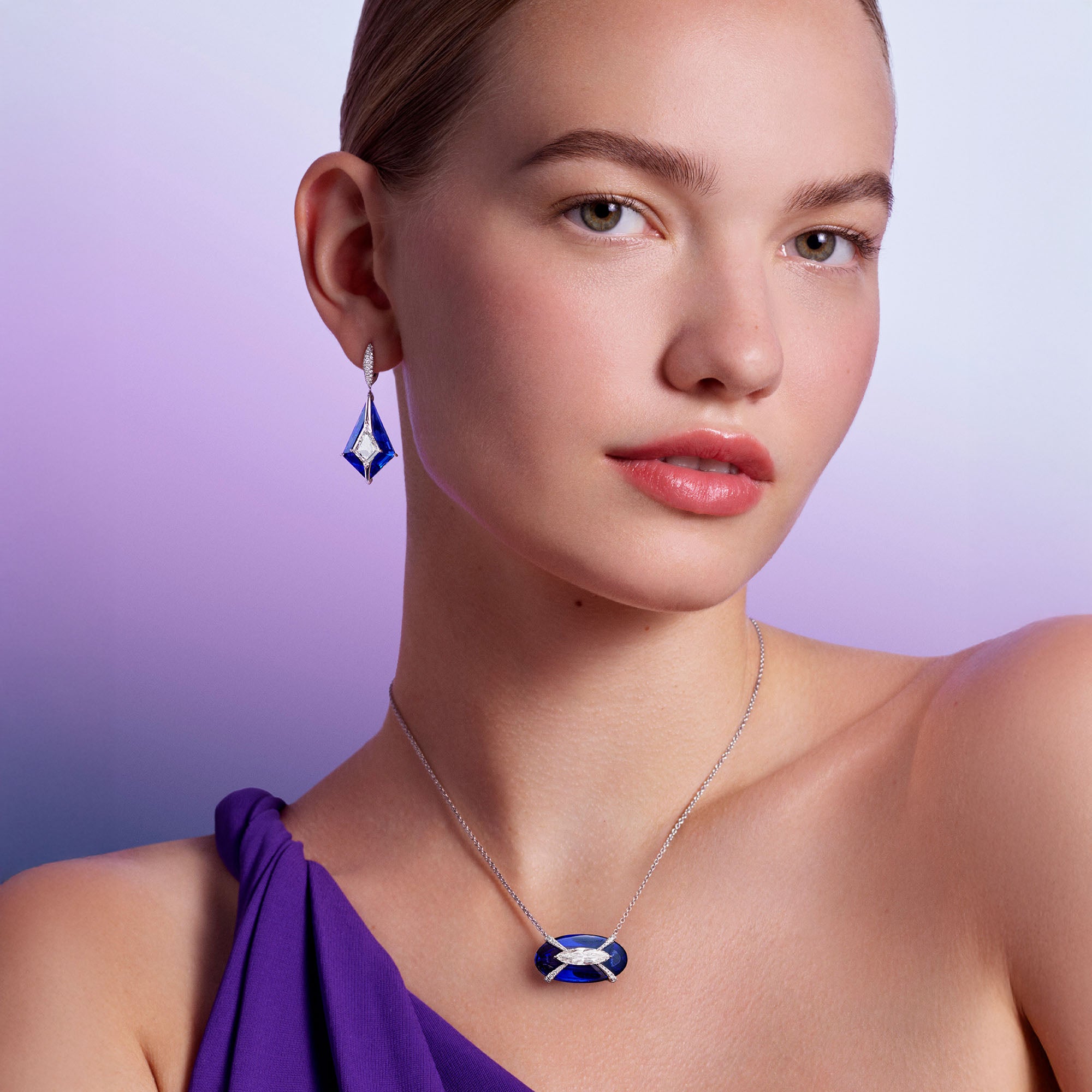 Kissing - Diamond and Tanzanite Earrings