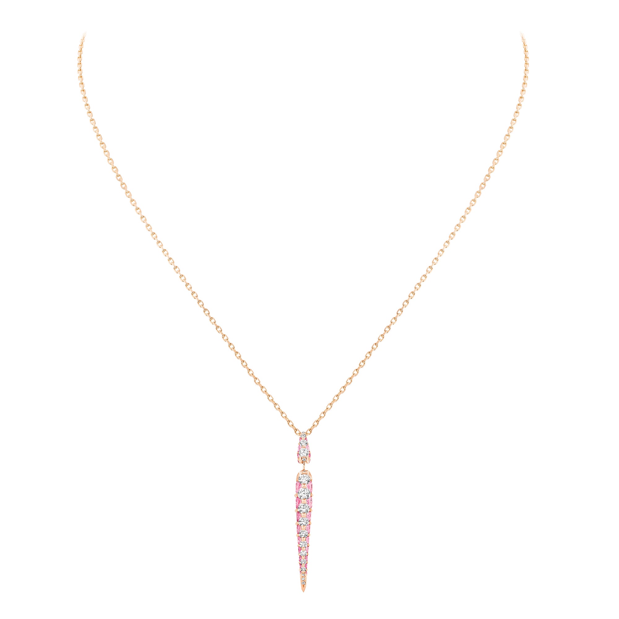 Merveilles Rose Icicle - Diamond and Pink Sapphire Pendant - Small