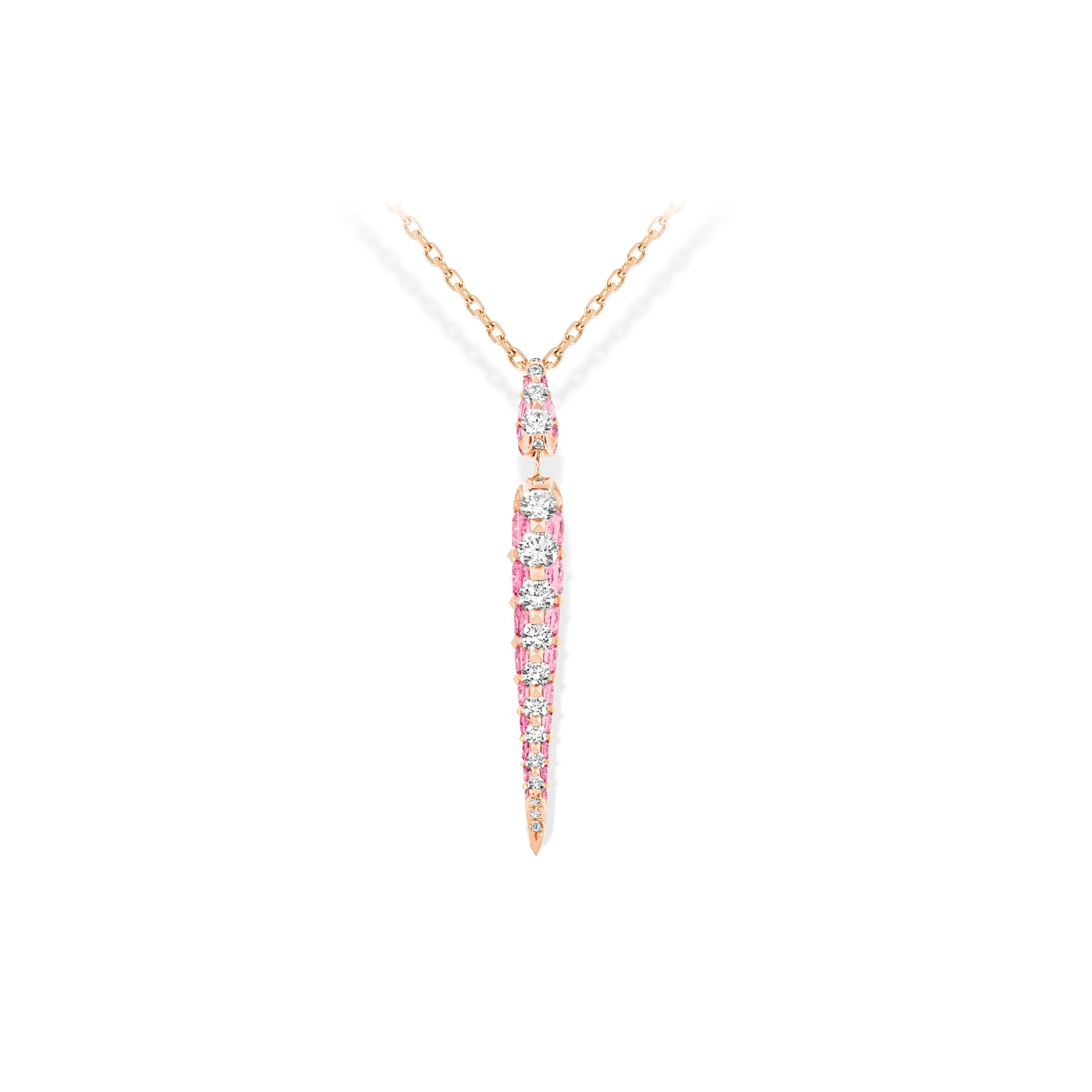 Merveilles Rose Icicle - Diamond and Pink Sapphire Pendant - Small