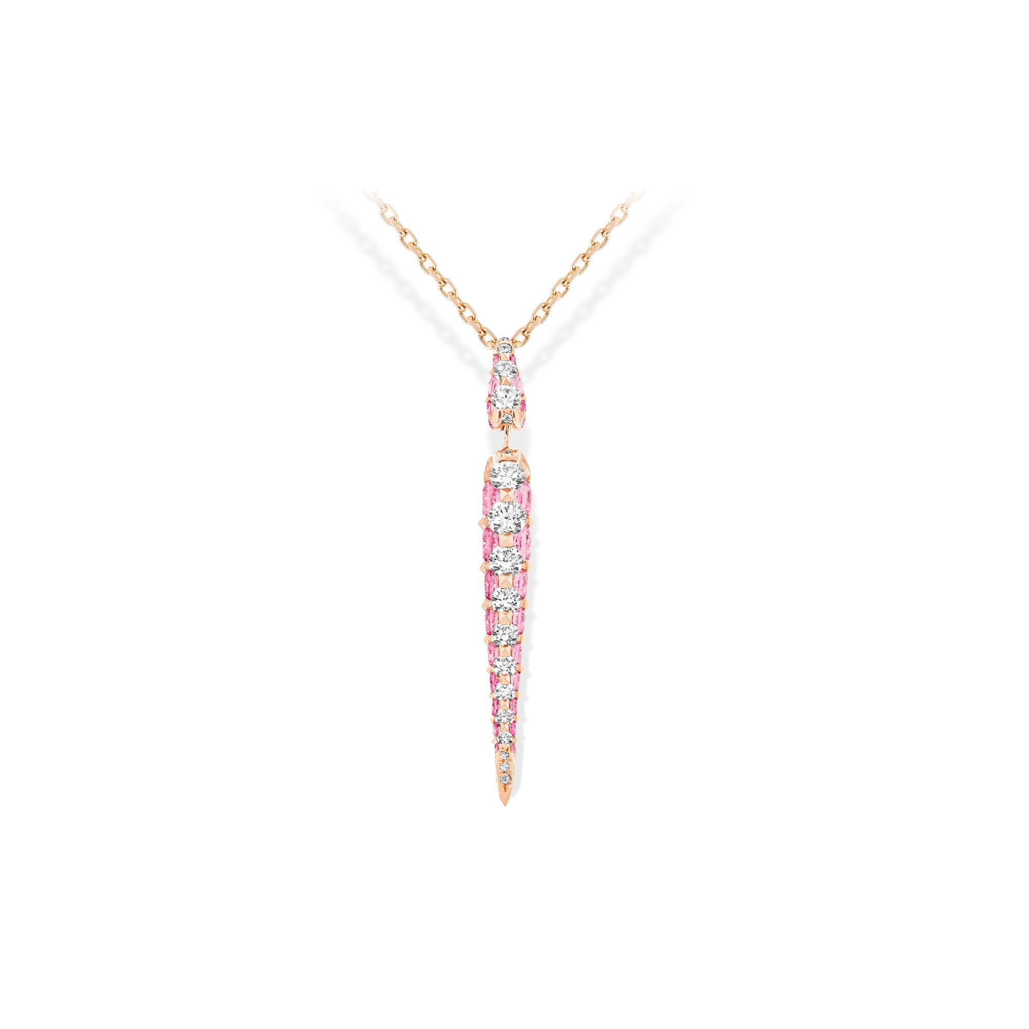 Merveilles Rose Icicle - Diamond and Pink Sapphire Pendant - Small