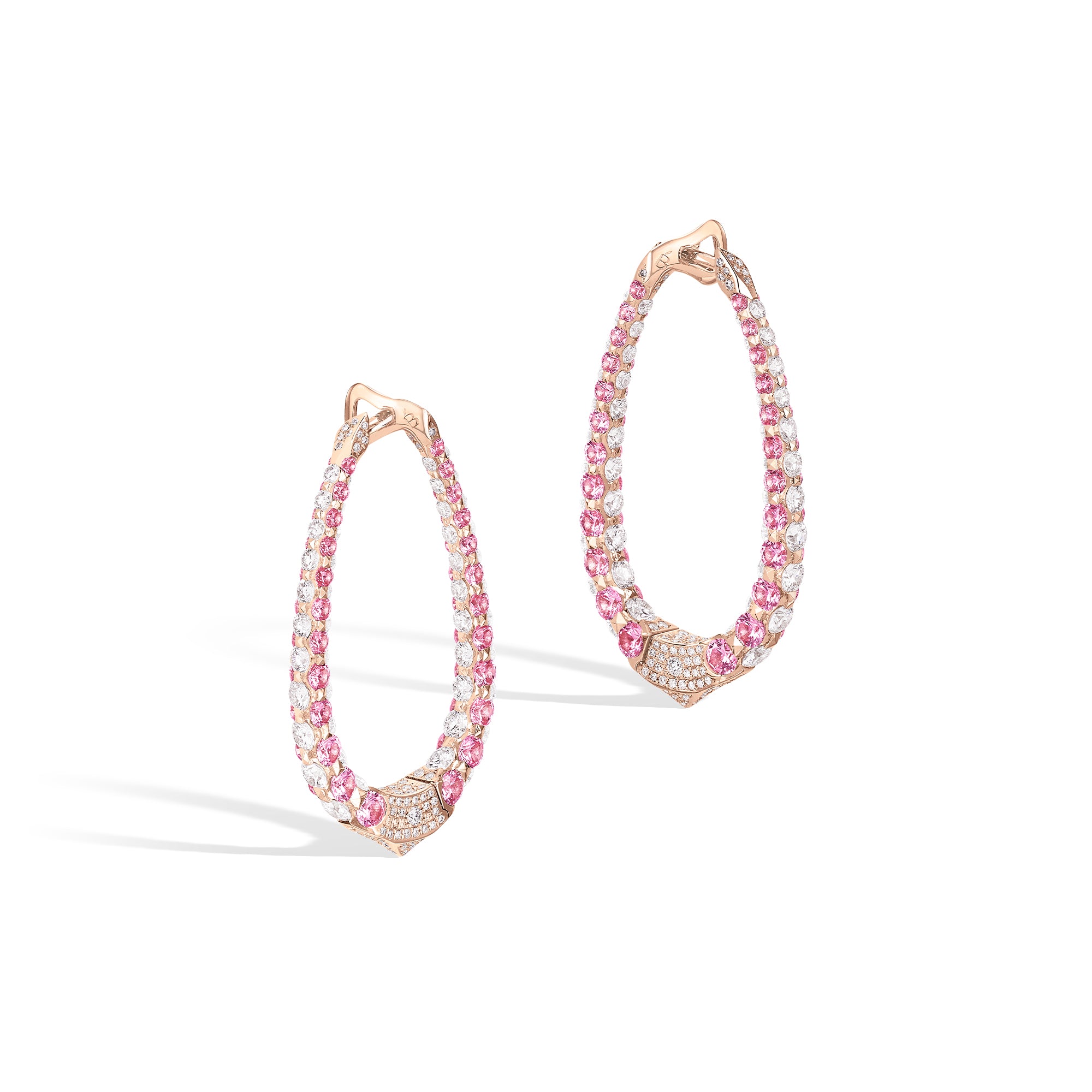 Merveilles Rose Halo - Diamond and Pink Sapphire Earrings - Medium