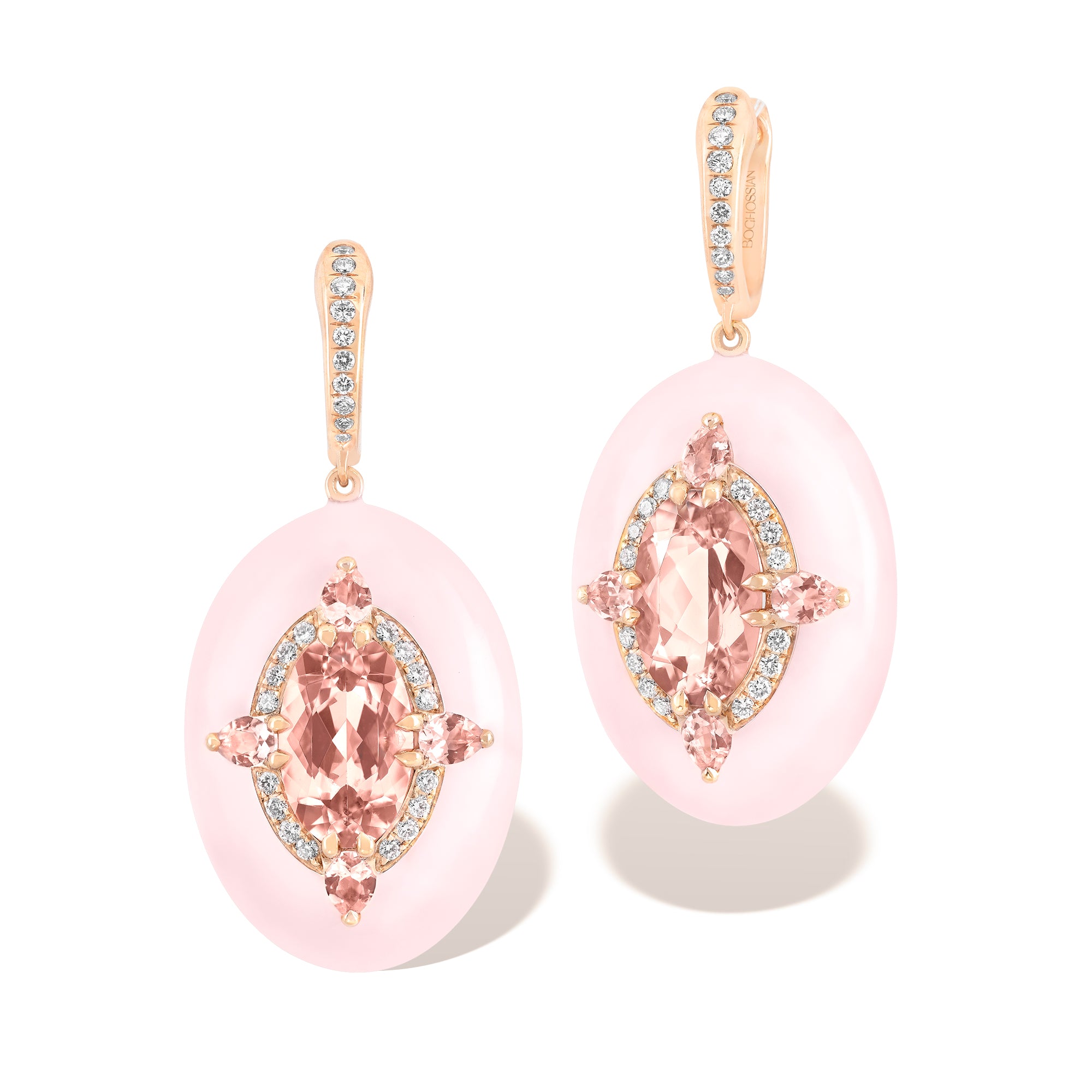 Reveal - Morganite and Pink Opal Earrings