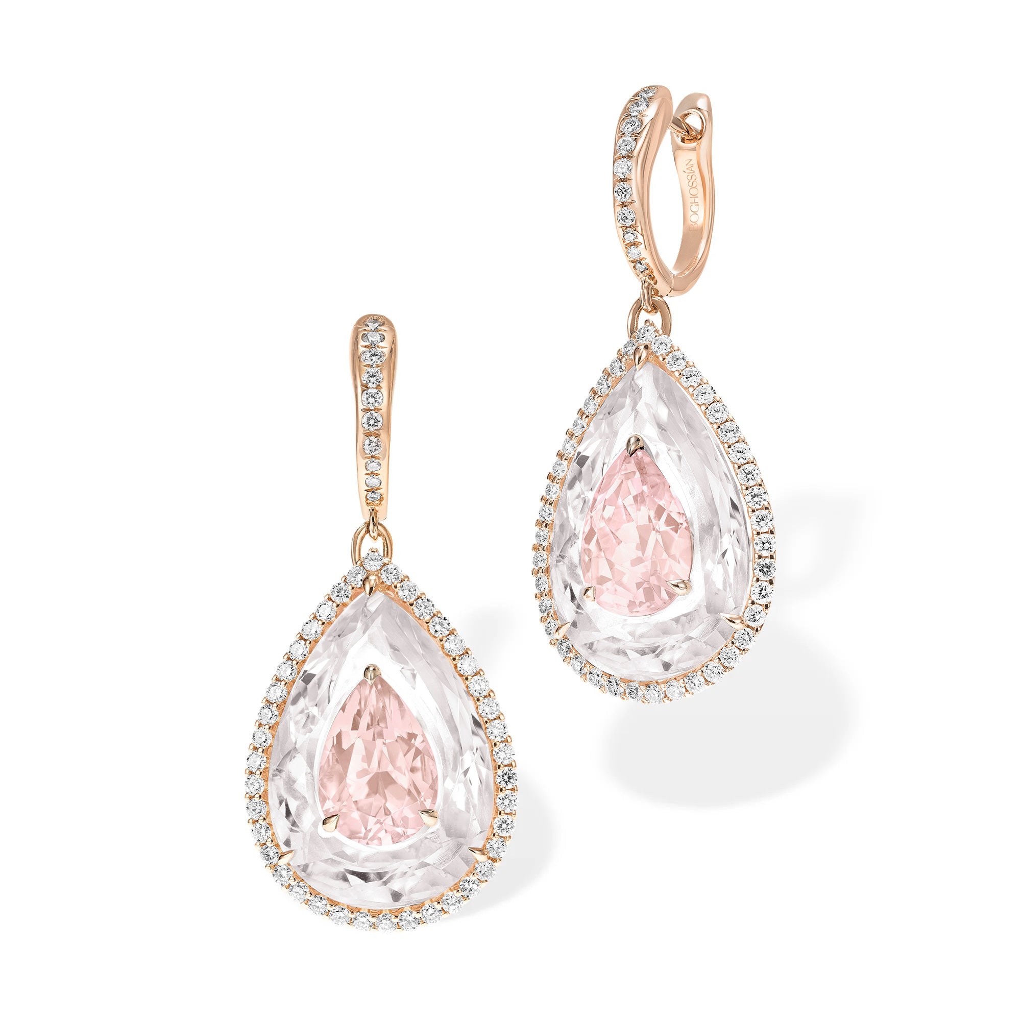 Shine - Morganite and Rock Crystal Small Earrings