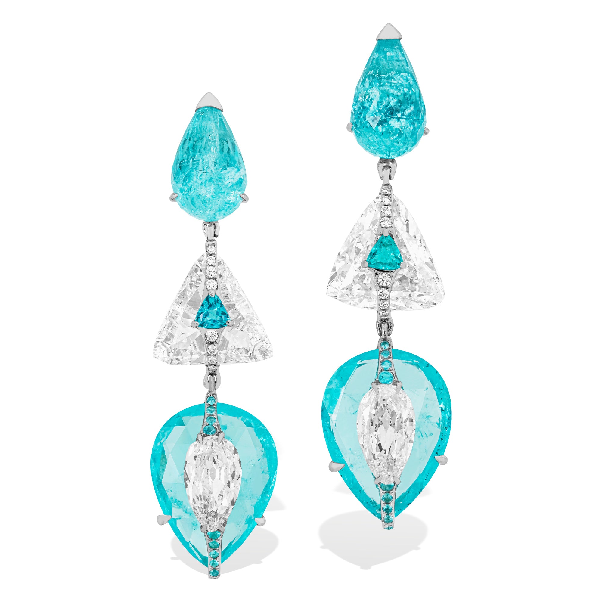 Kissing - Paraiba and Diamond Earrings