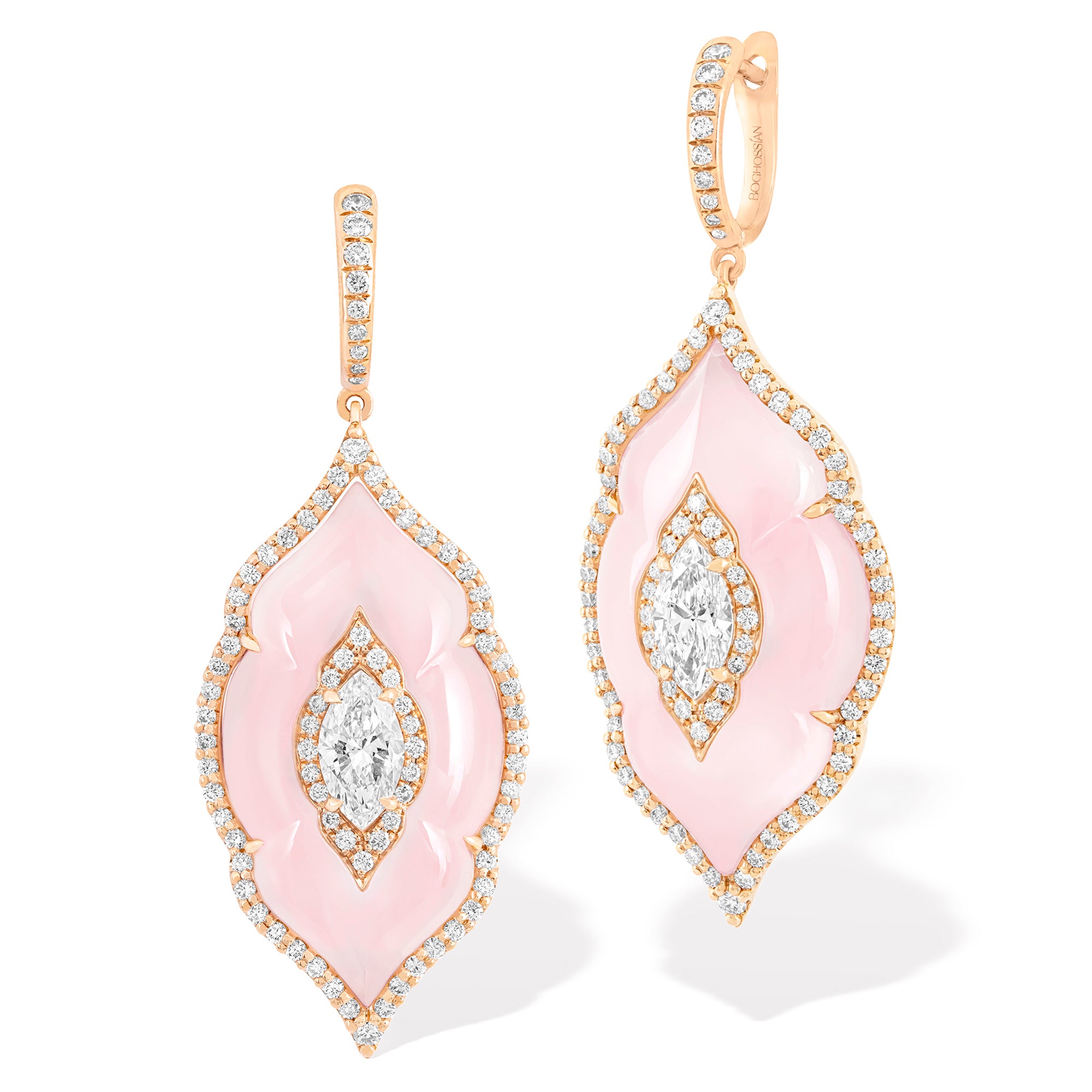 Arches - Diamond and Pink Opal Earrings