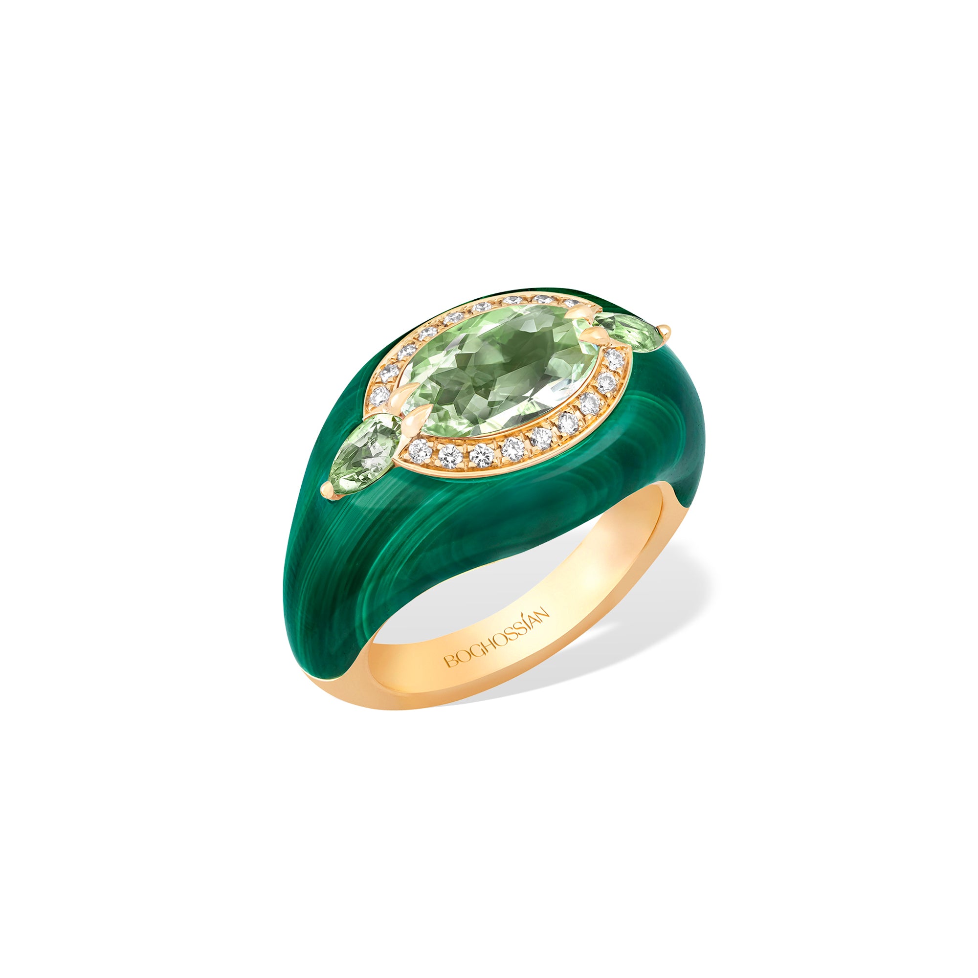 Reveal - Green Tourmaline and Malachite Ring