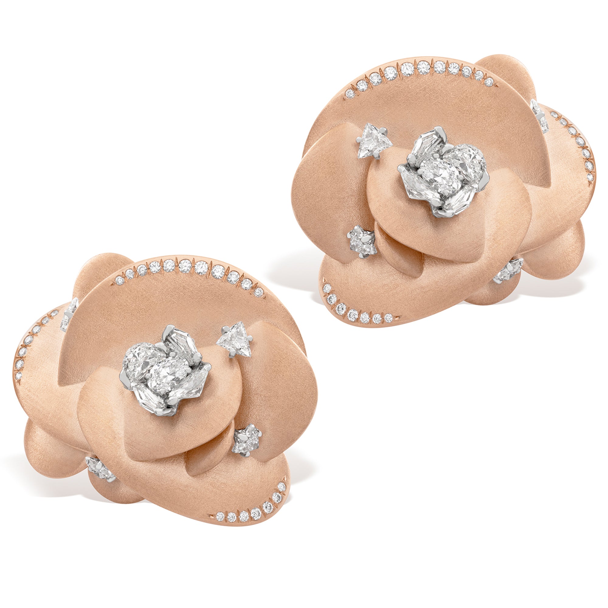 Desert Rose - Rose Gold & Diamond Medium Earrings