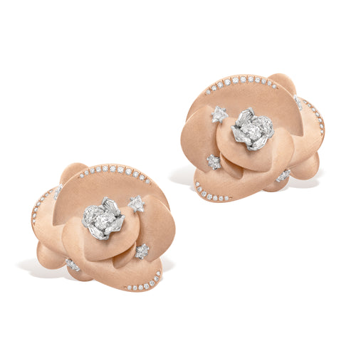 Desert Rose - Rose Gold & Diamond Small Earrings