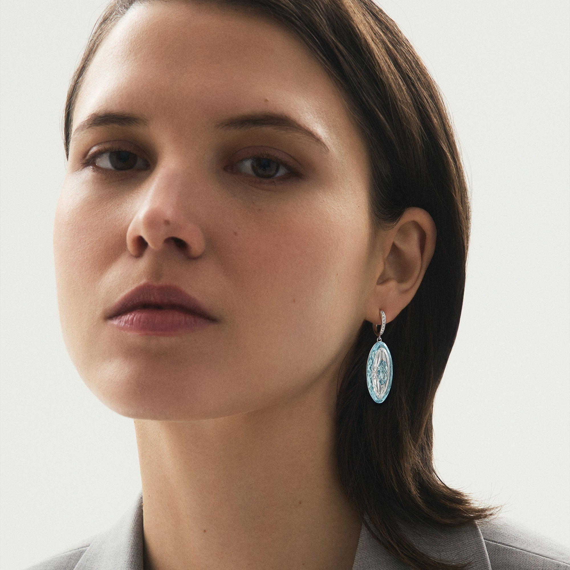 Shine - Aquamarine, Rock Crystal and Blue Topaz Small Earrings