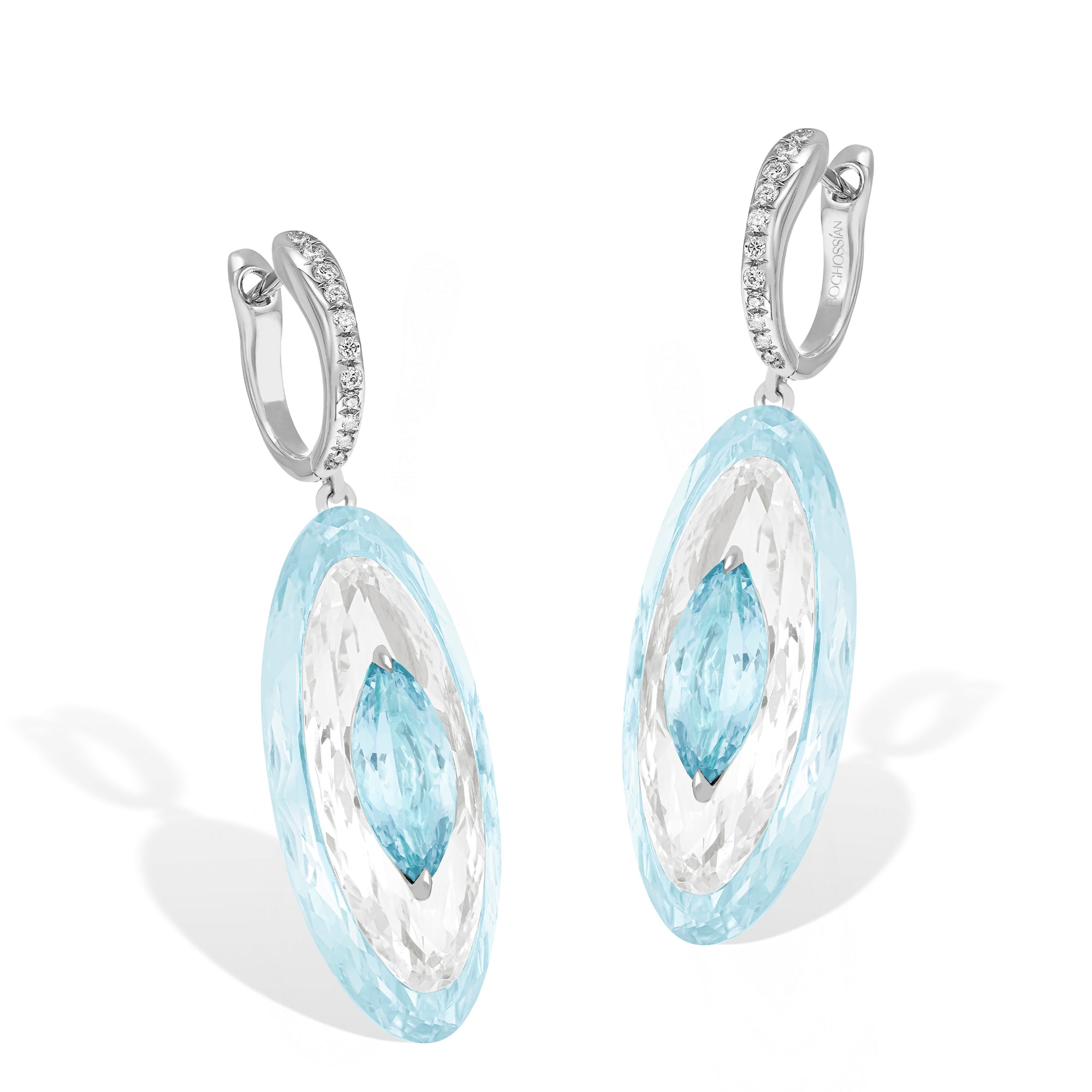 Shine - Aquamarine, Rock Crystal and Blue Topaz Small Earrings