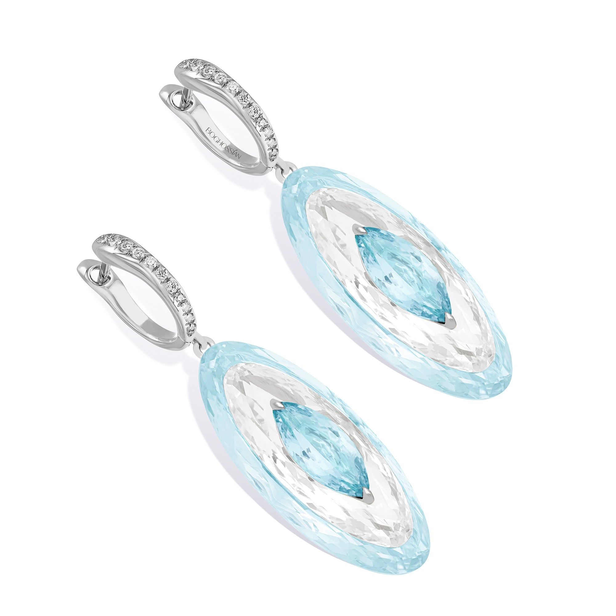 Shine - Aquamarine, Rock Crystal and Blue Topaz Small Earrings