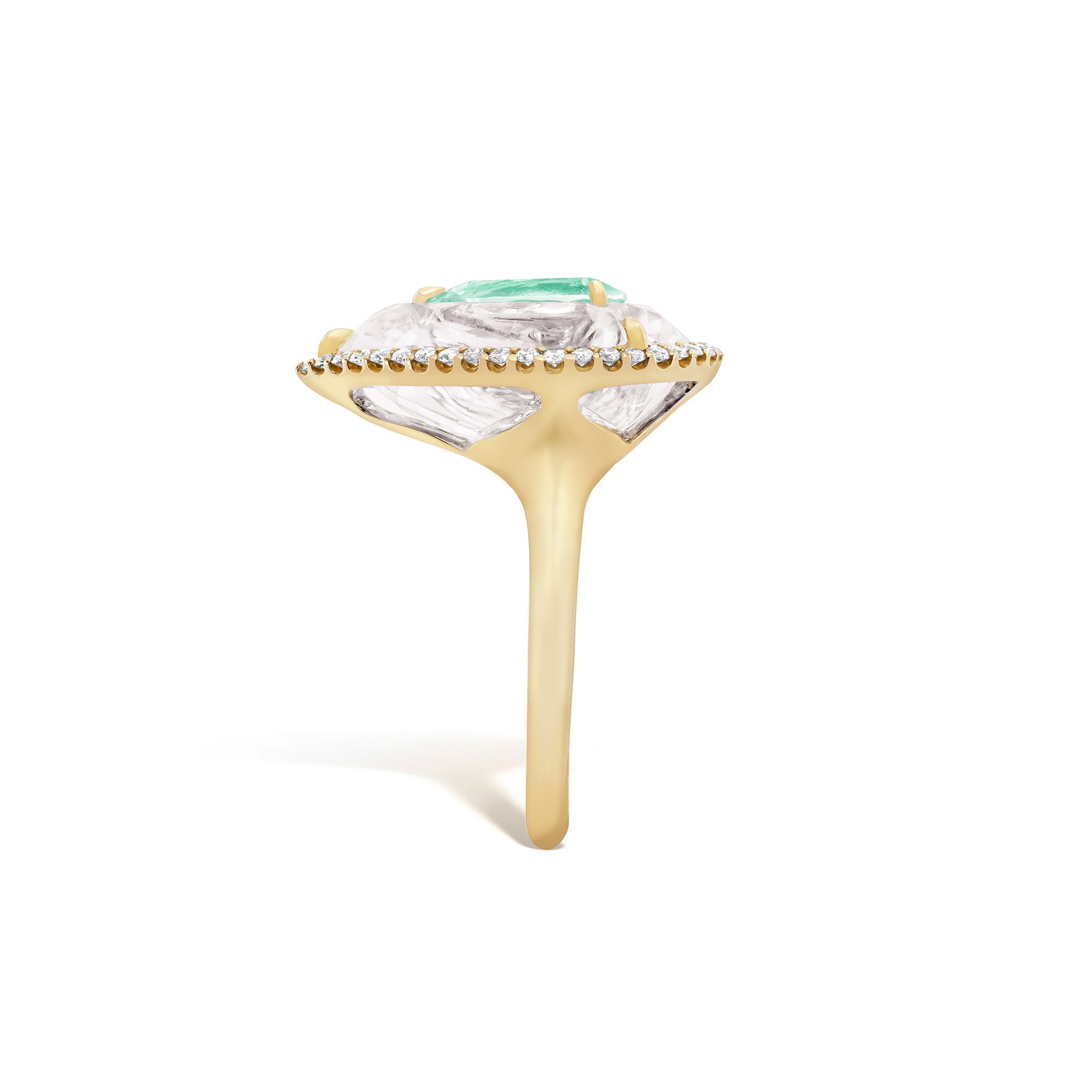 Shine - Light Green Tourmaline and Rock Crystal Ring