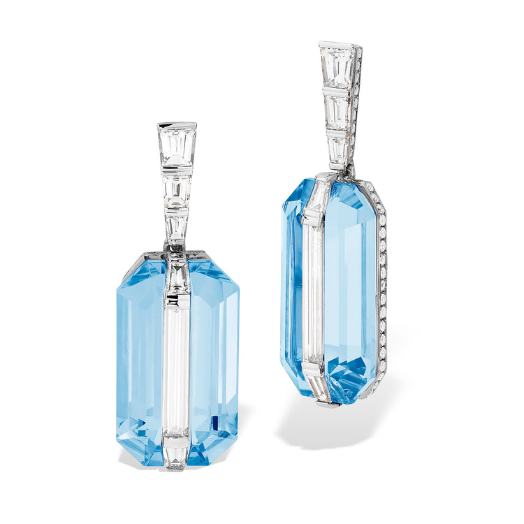 Wrapped - Diamond and Aquamarine Earrings