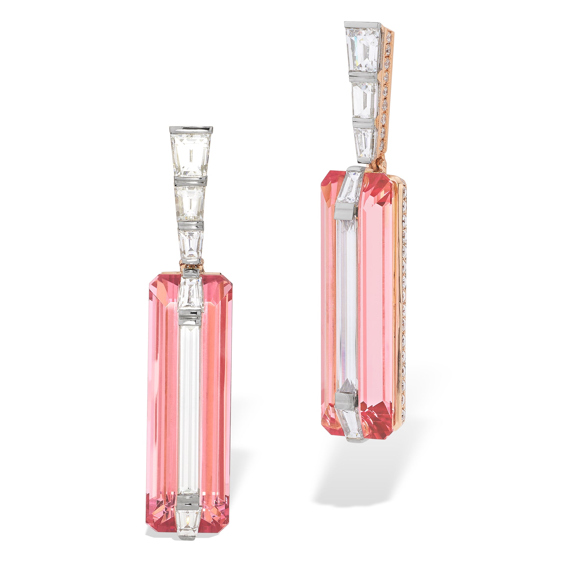 Wrapped - Diamond and Pink Tourmaline Earrings
