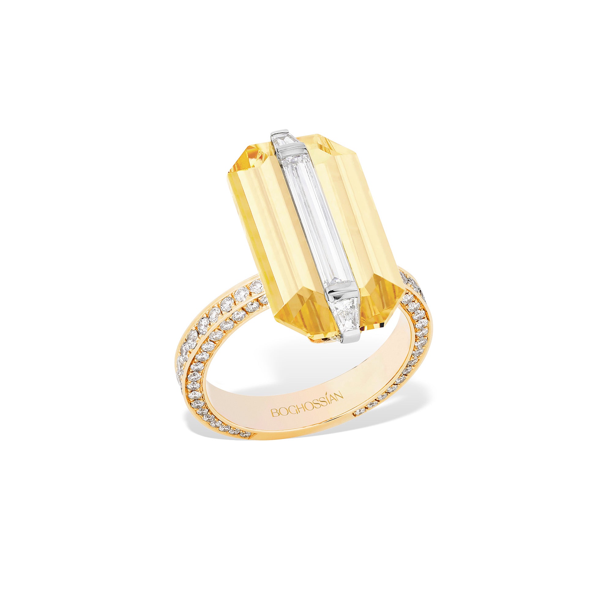 Wrapped - Diamond and Yellow Beryl Ring
