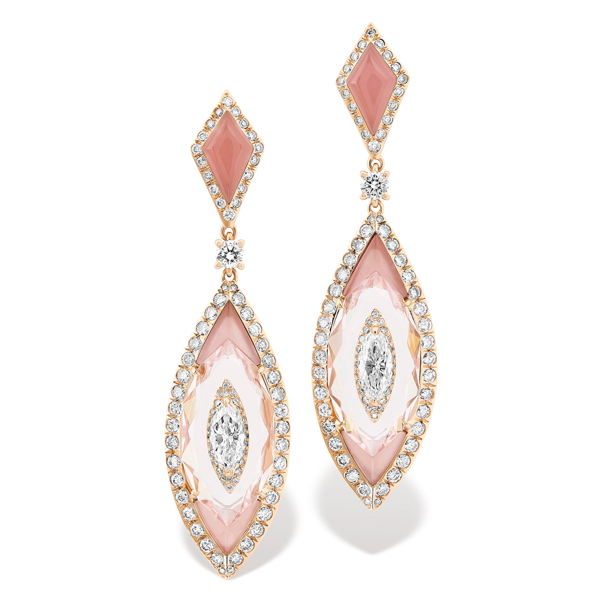 Inlay - Diamond and Morganite Earrings