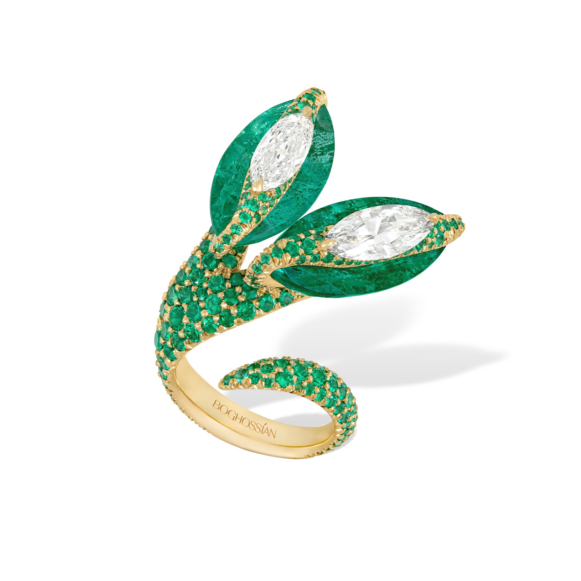 Kissing - Diamond and Emerald Ring