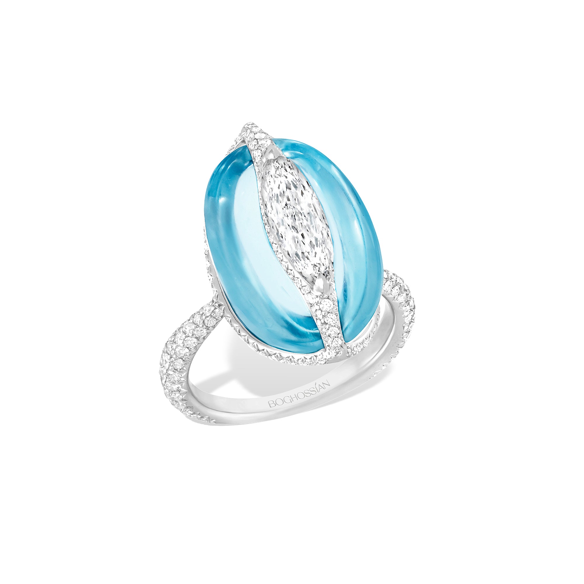 Kissing - Diamond and Aquamarine Ring