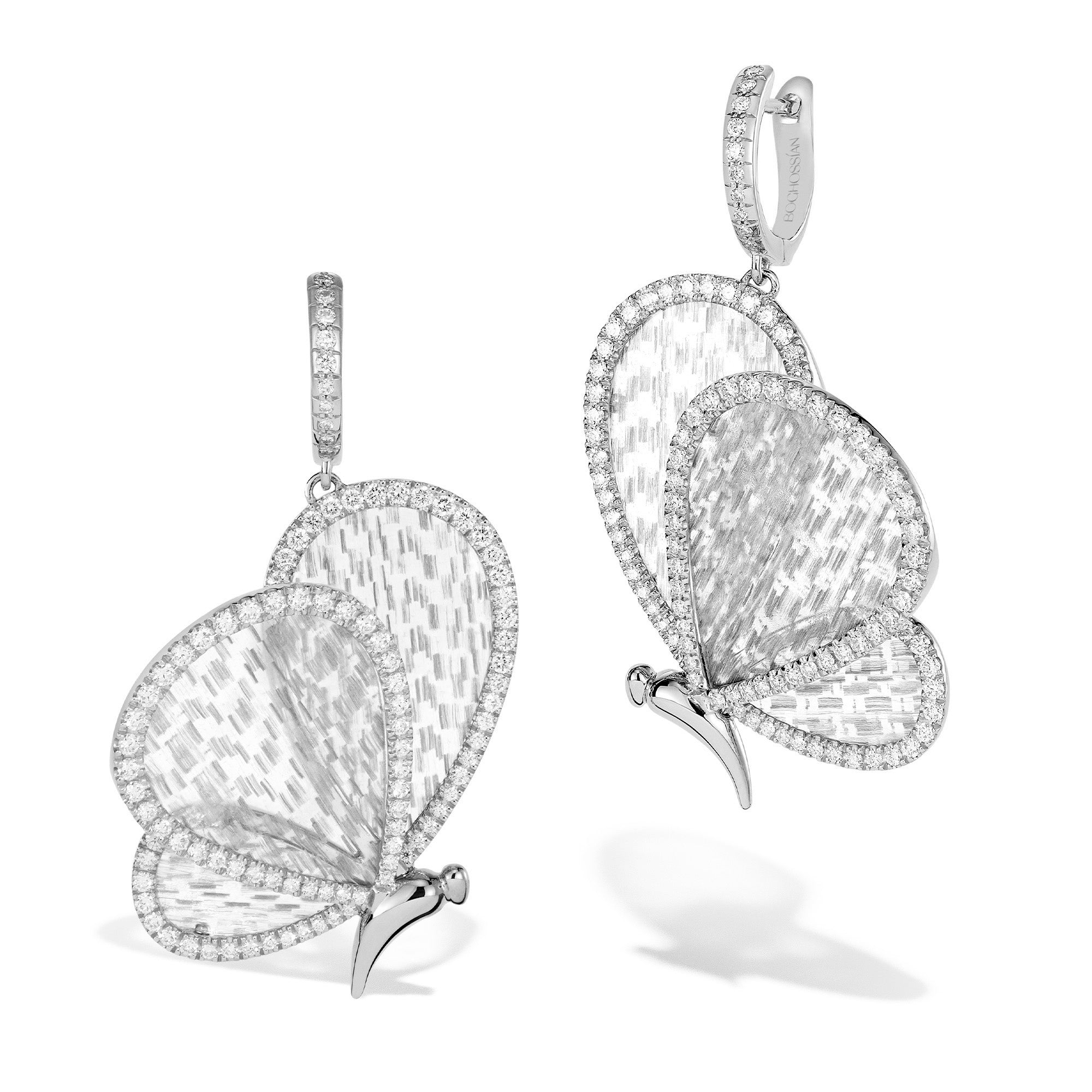 Titanium Butterfly - Diamond and Titanium Large Earrings