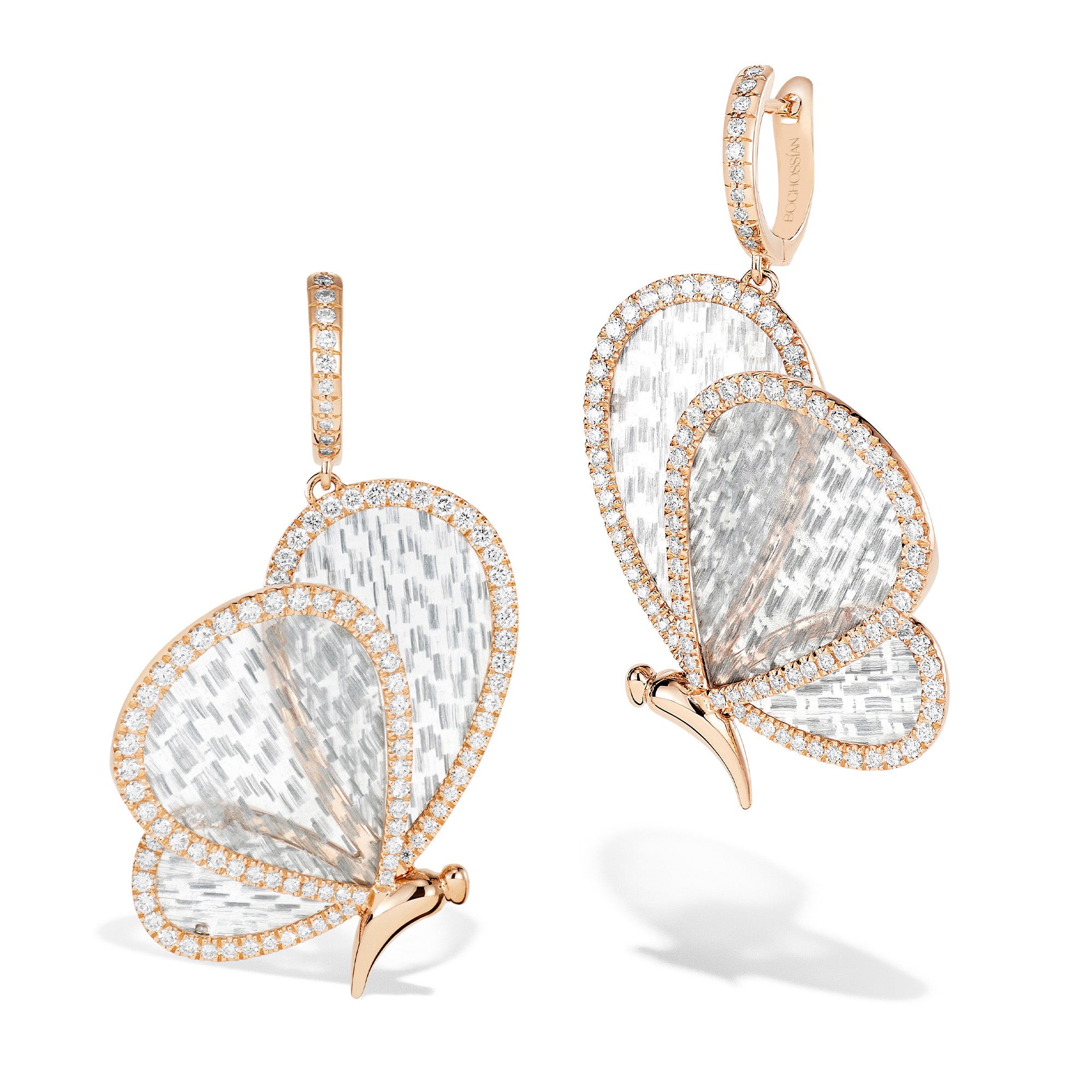 Titanium Butterfly - Diamond and Titanium Large Earrings