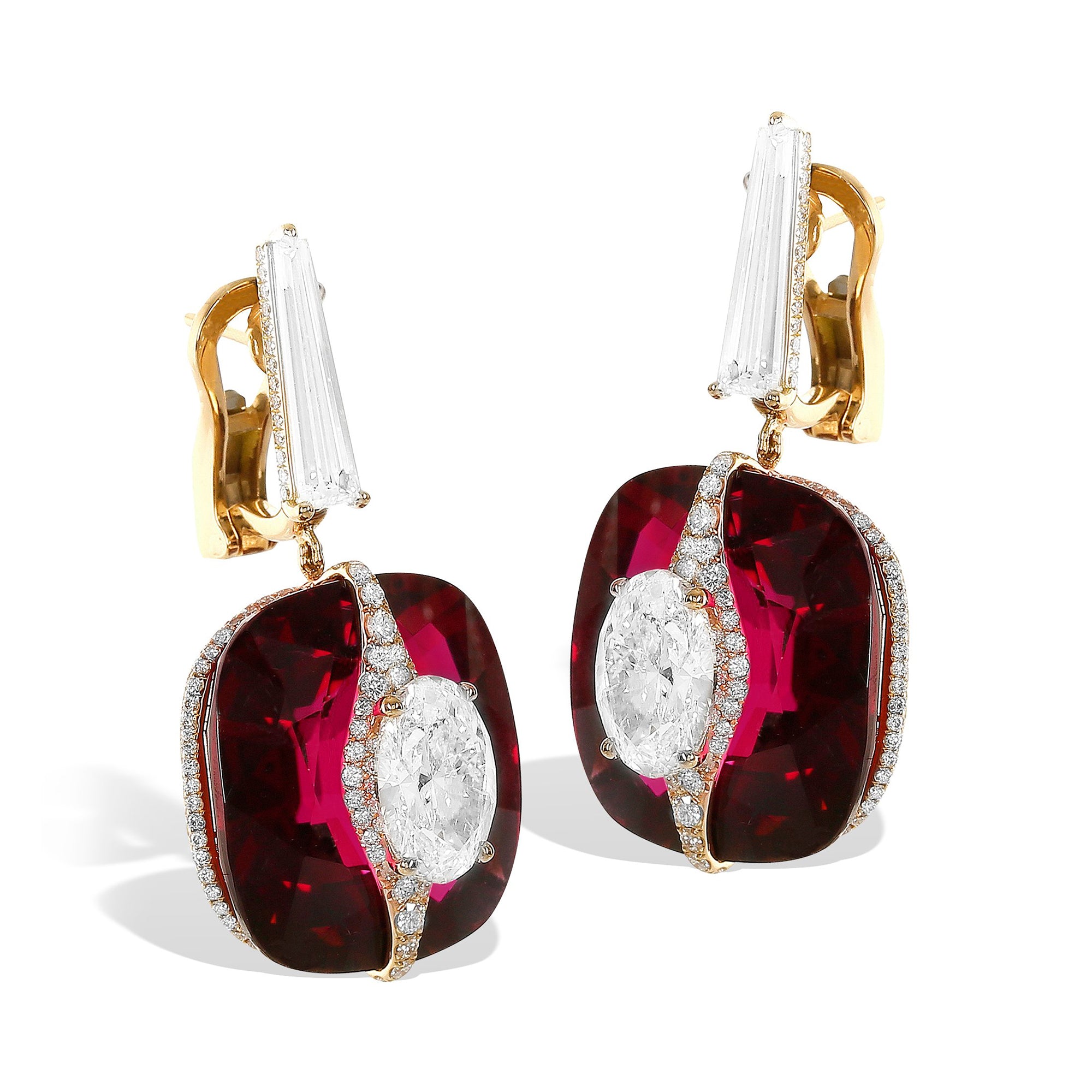 Kissing - Diamond and Rubellite Earrings