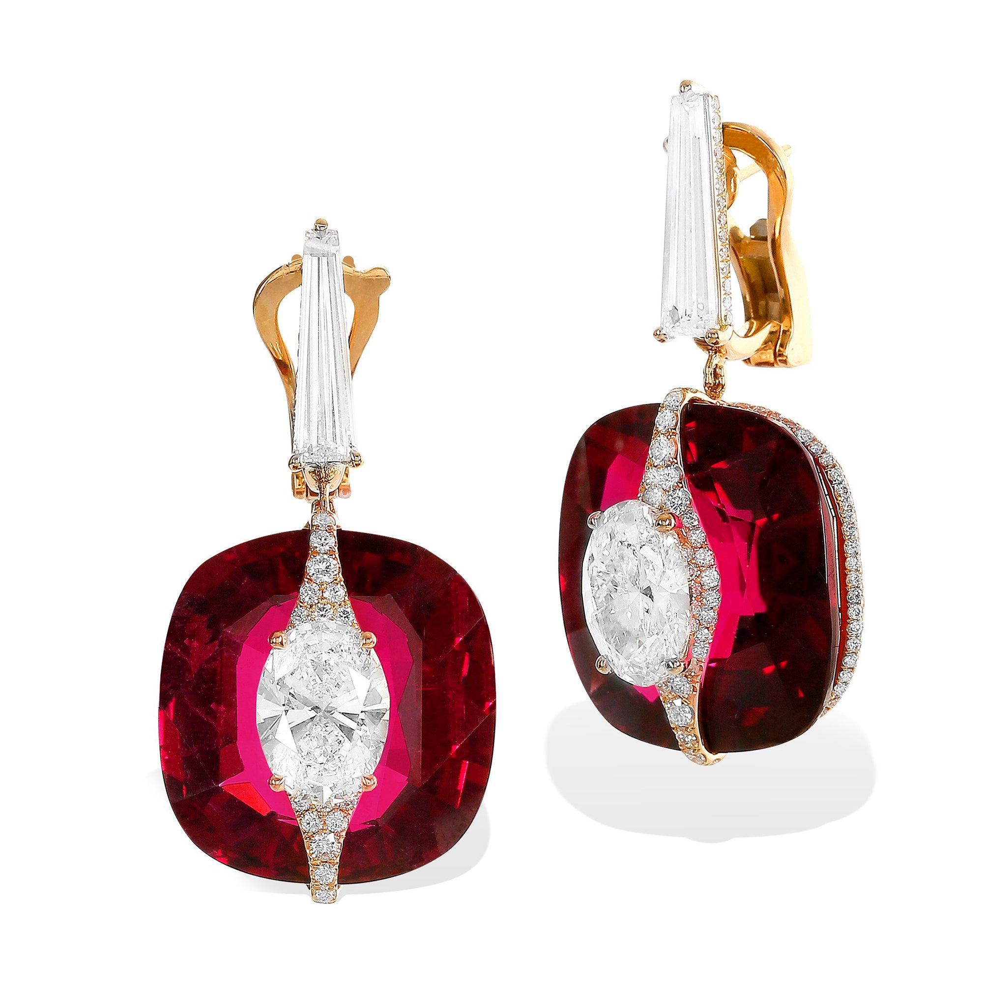 Kissing - Diamond and Rubellite Earrings