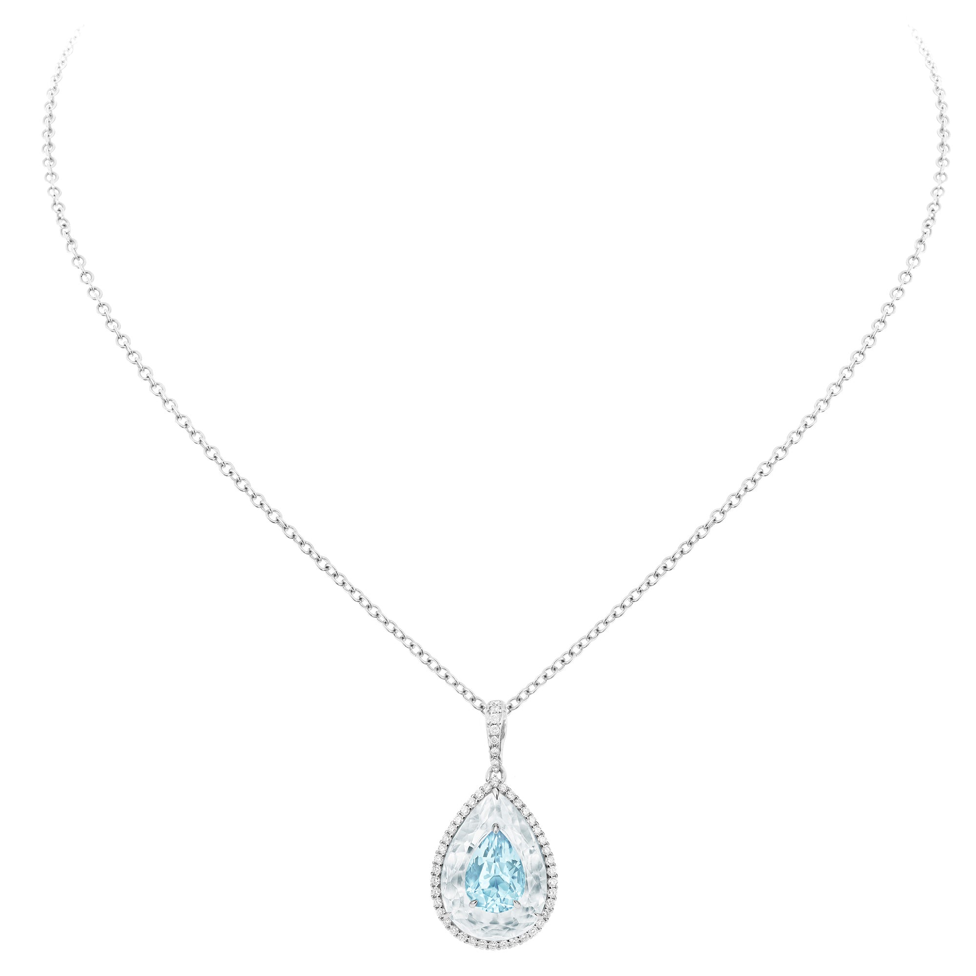 Shine - Aquamarine and Rock Crystal Pendant