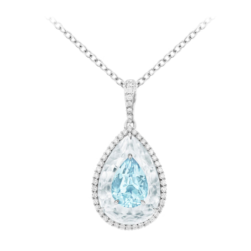 Shine - Aquamarine and Rock Crystal Pendant