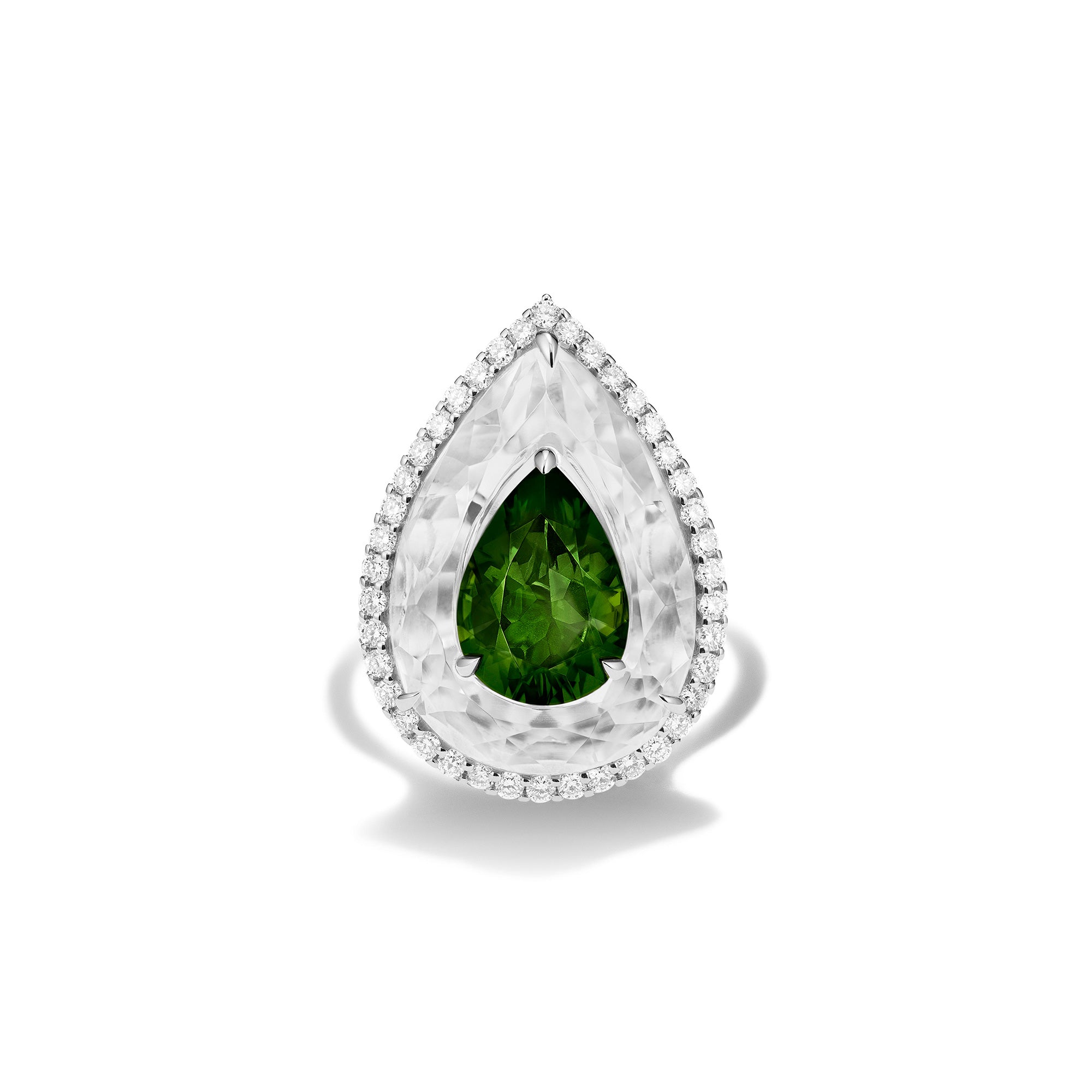 Shine - Green Tourmaline and Rock Crystal Ring