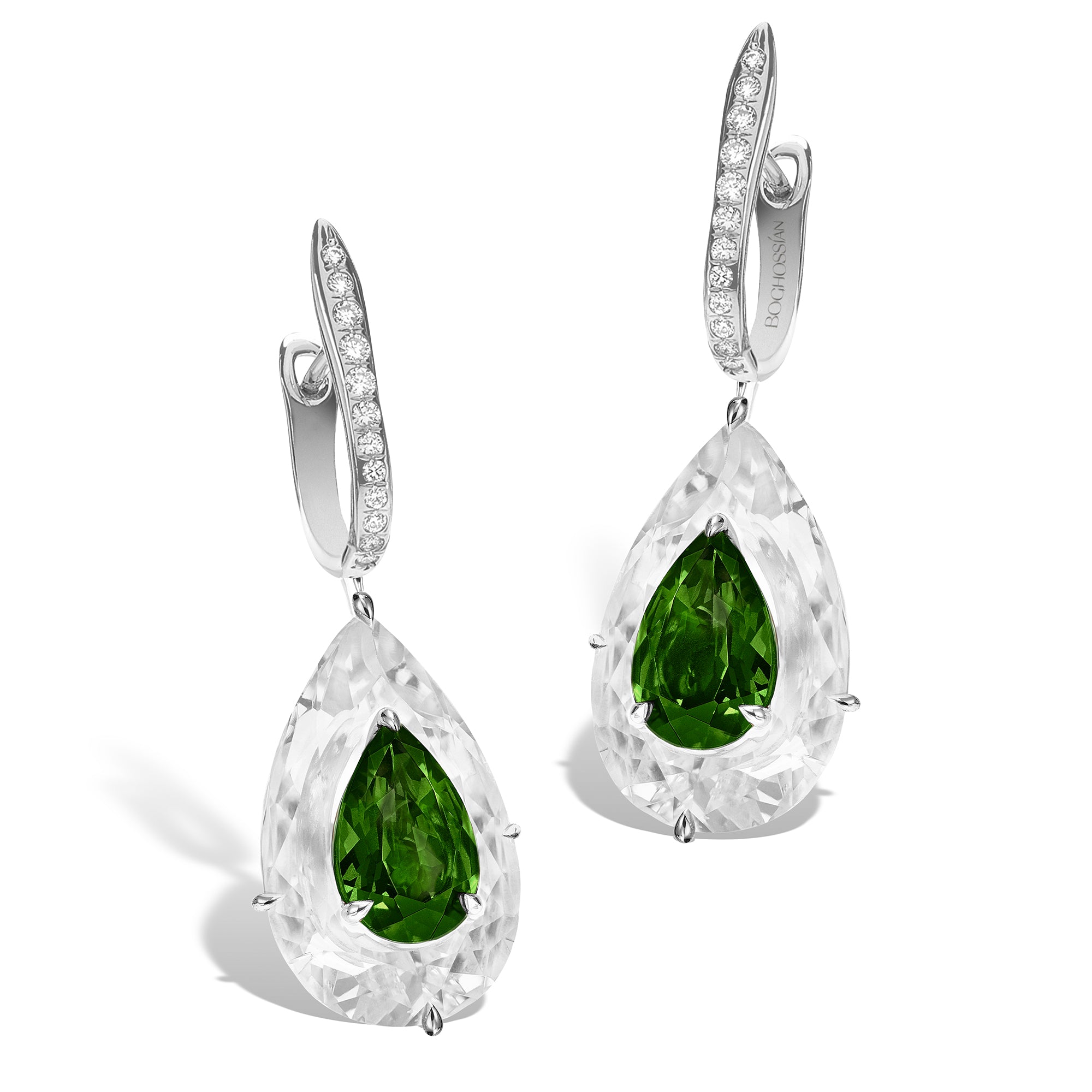 Shine - Green Tourmaline and Rock Crystal Large Earrings